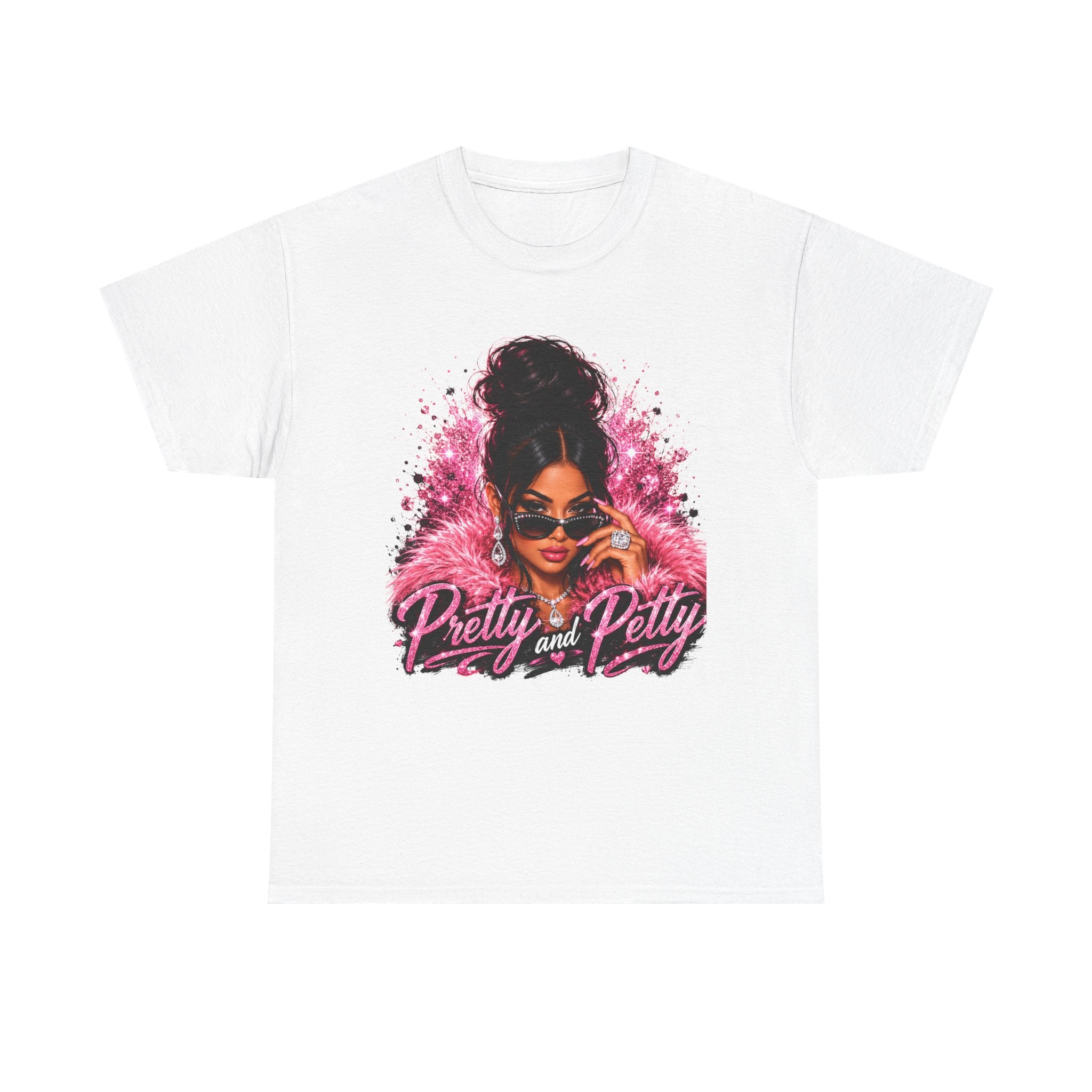 Pretty and Petty Graphic Tee — Bold Pink Afro Chic Women's Shirt