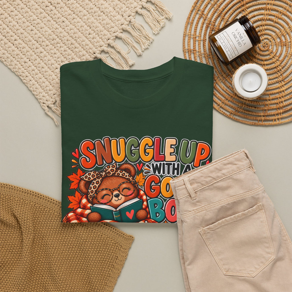 Cozy Fall Reading T‑Shirt - "Snuggle Up With A Good Book" Cute Autumn Booklover Tee