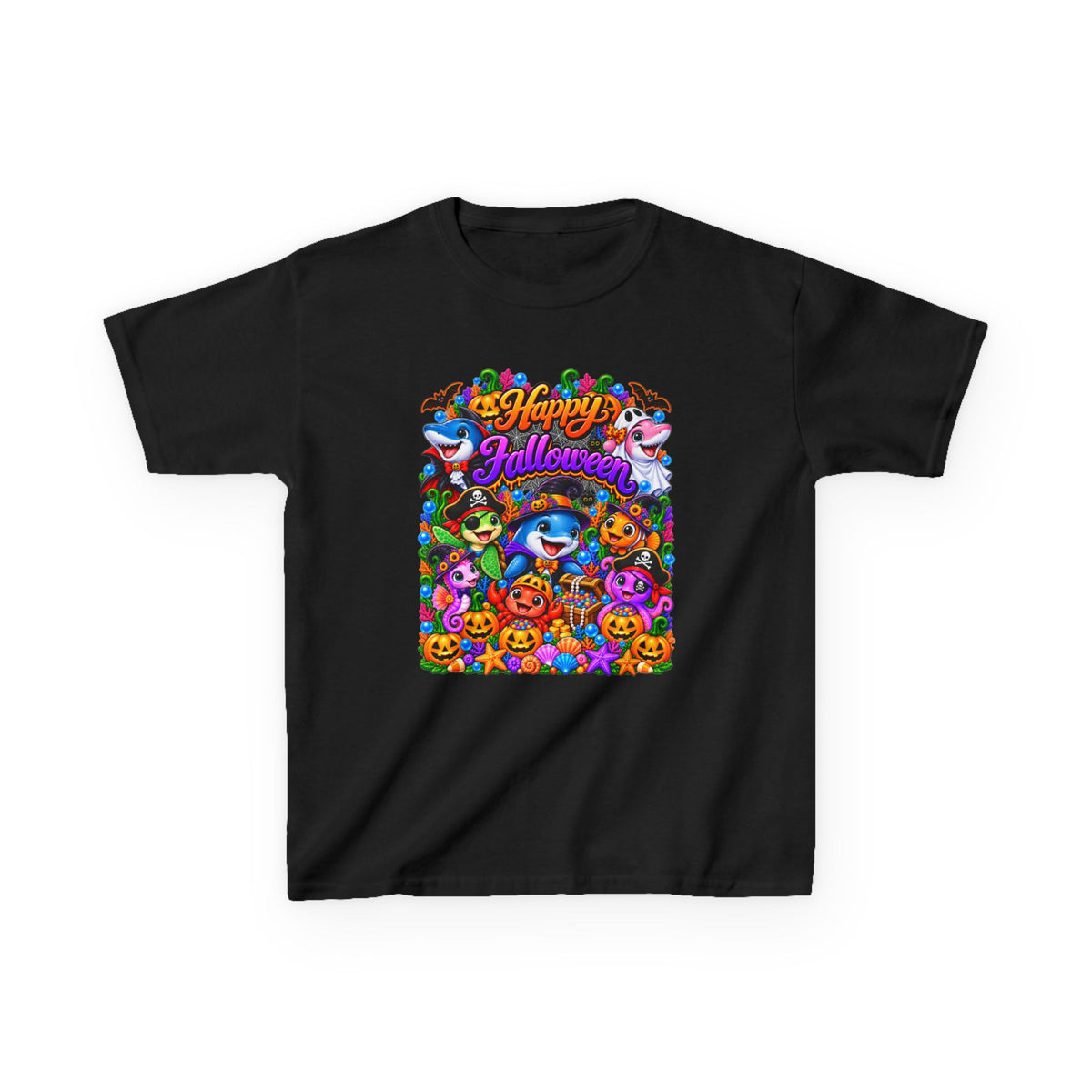 Kids Halloween T-Shirt — Colorful Happy Halloween Cartoon Design