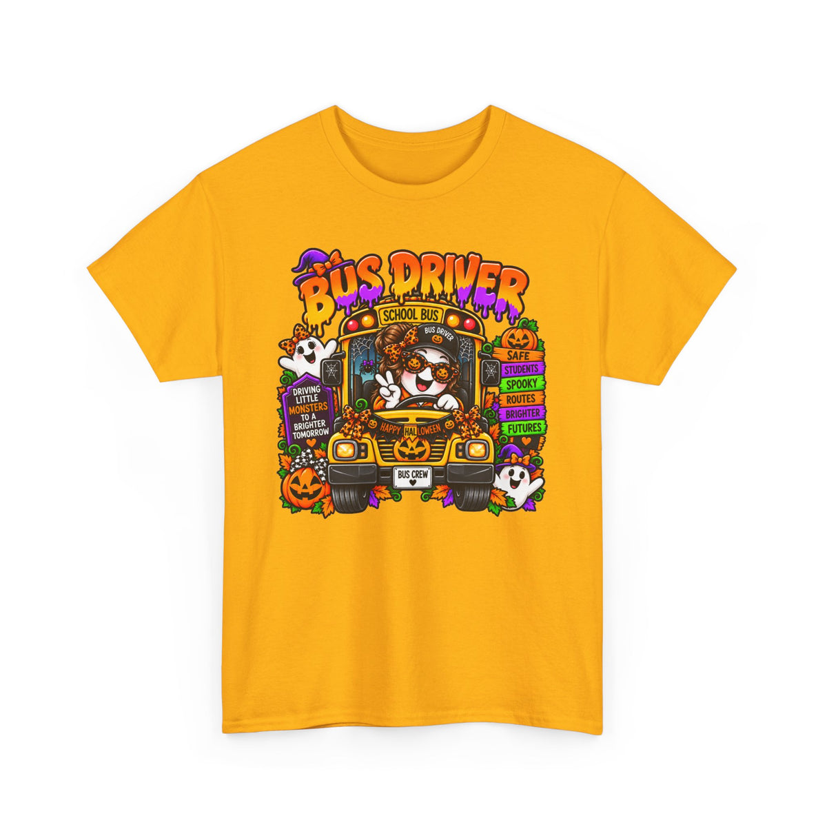 Halloween Bus Driver T‑Shirt – Cute Spooky School Bus Tee