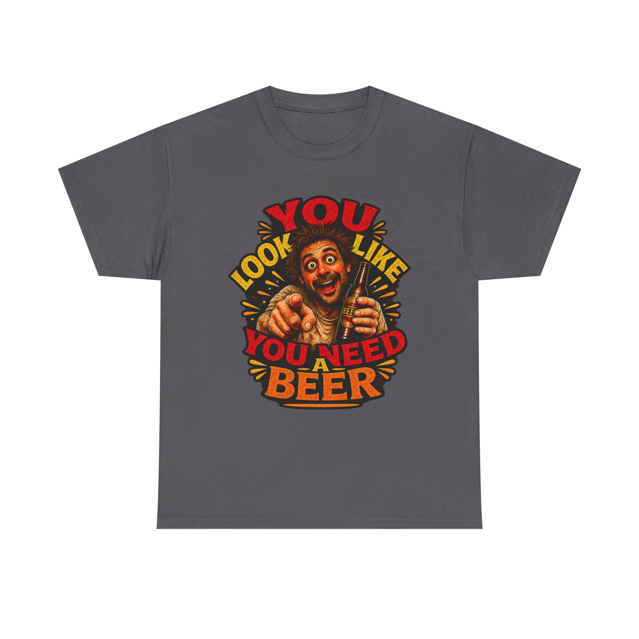 Beer Graphic Tee – “You Look Like You Need Beer” Vintage Party T-Shirt