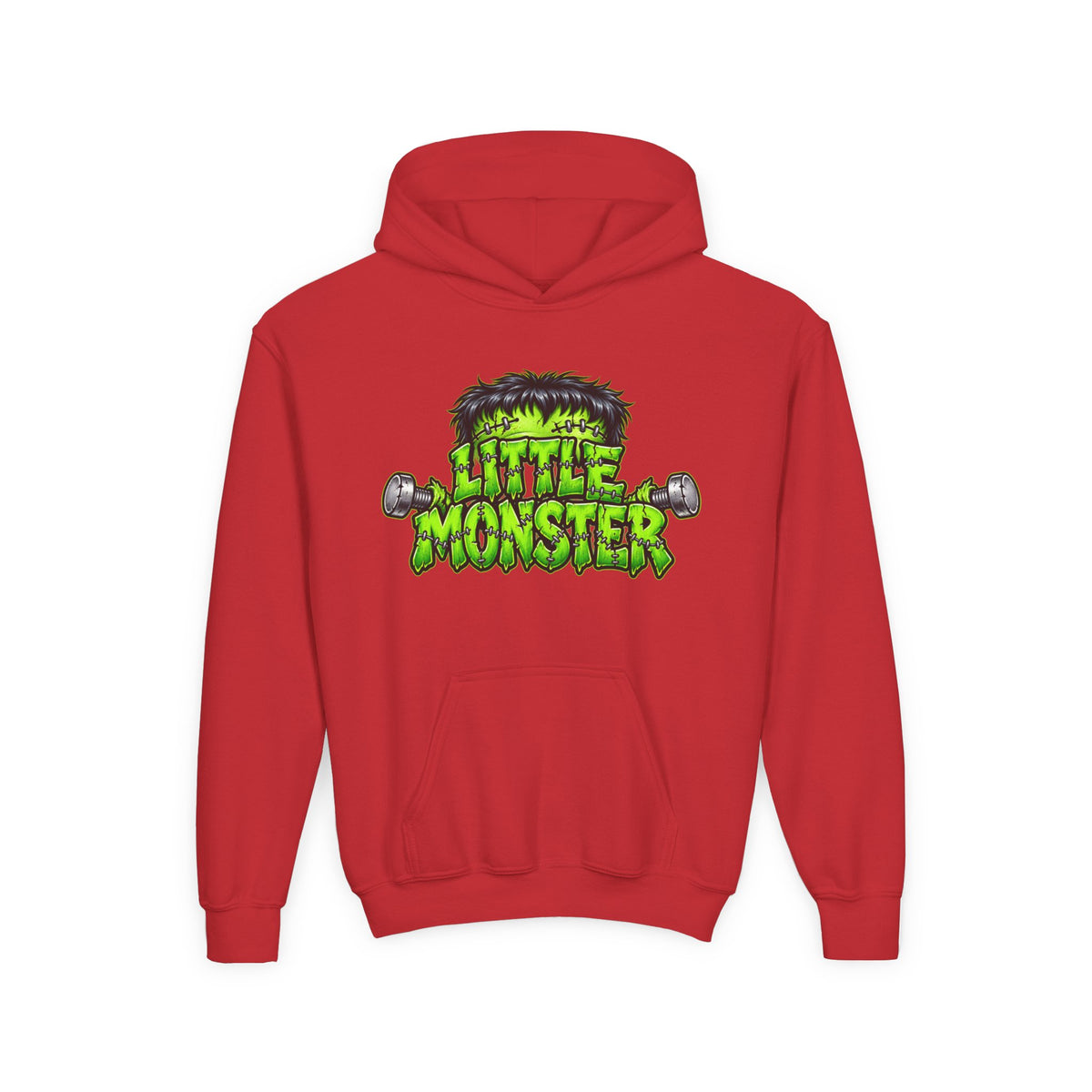 Youth Hoodie "Little Monster" Green Cartoon Kids Sweatshirt