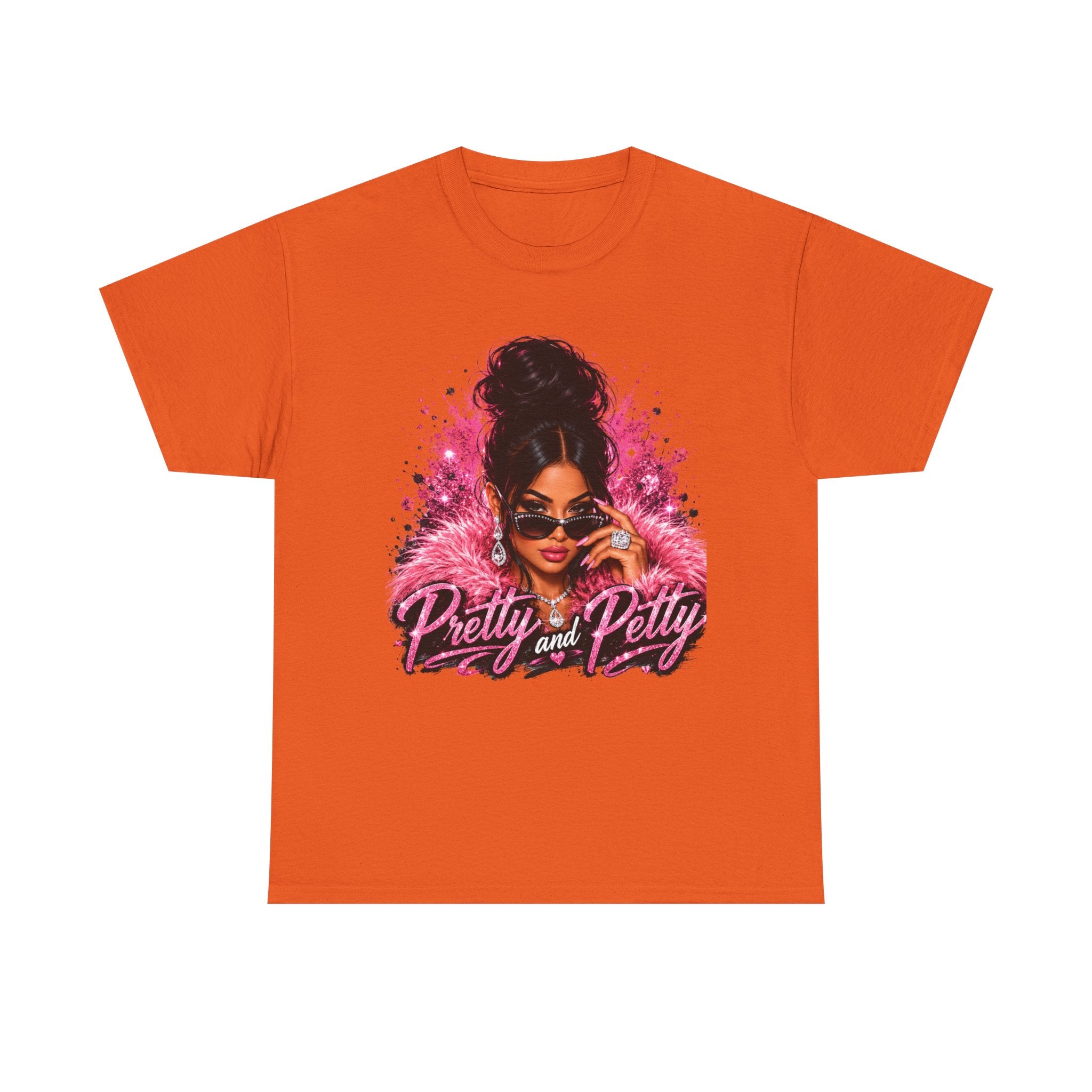 Pretty and Petty Graphic Tee — Bold Pink Afro Chic Women's Shirt