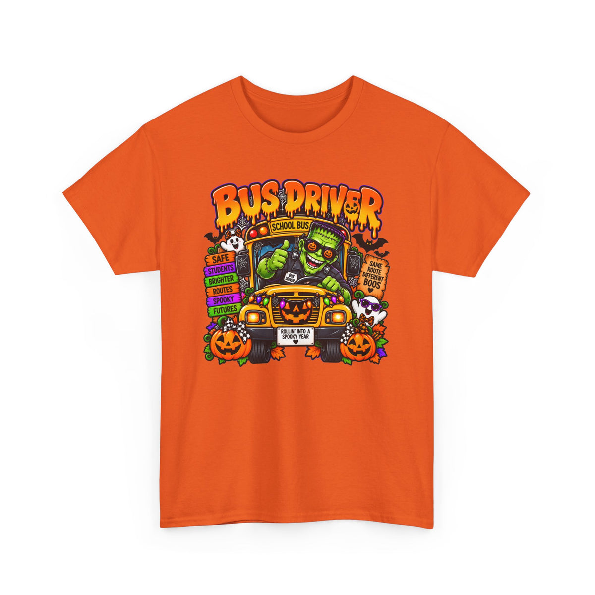 Halloween Bus Driver Tee — Funny School Bus Driver Pumpkin Design