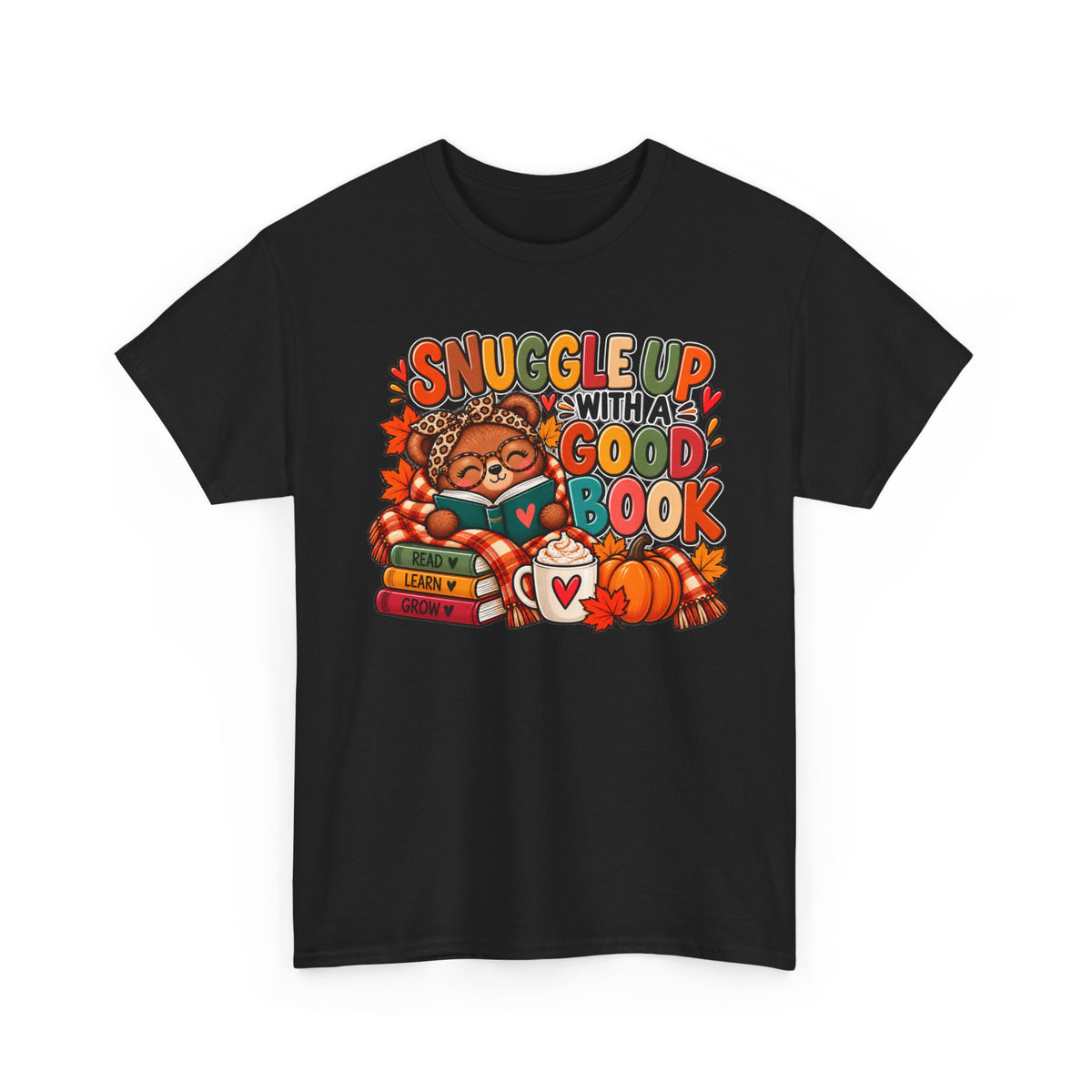 Cozy Fall Reading T‑Shirt - "Snuggle Up With A Good Book" Cute Autumn Booklover Tee