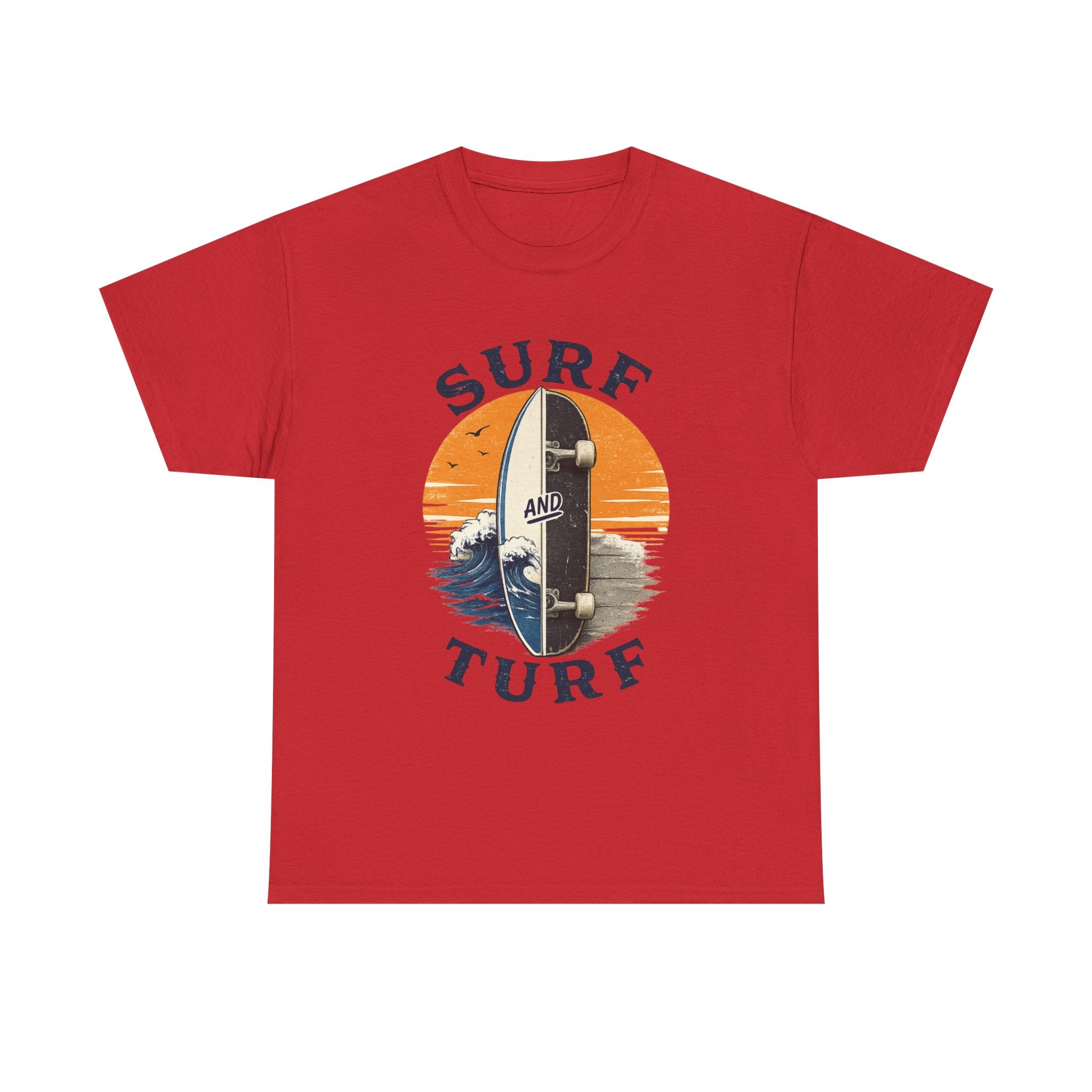 Surf and Turf Skateboard Tee — Vintage Coastal Surfing Skate Shirt