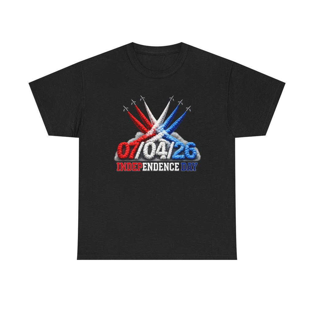 Independence Day Jet Flyover T-Shirt — 07/04/26 Patriotic Red White Blue Tee