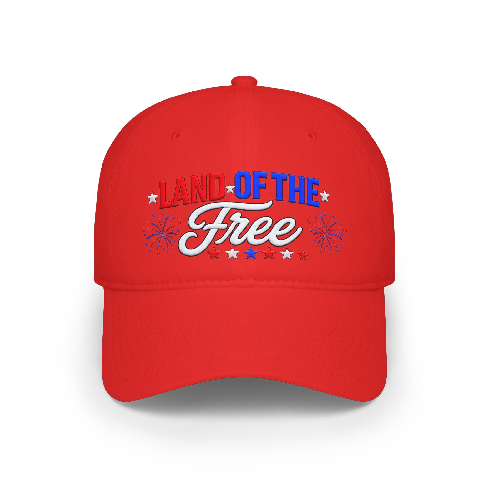 Land of the Free Baseball Cap — Patriotic 4th of July Red Hat
