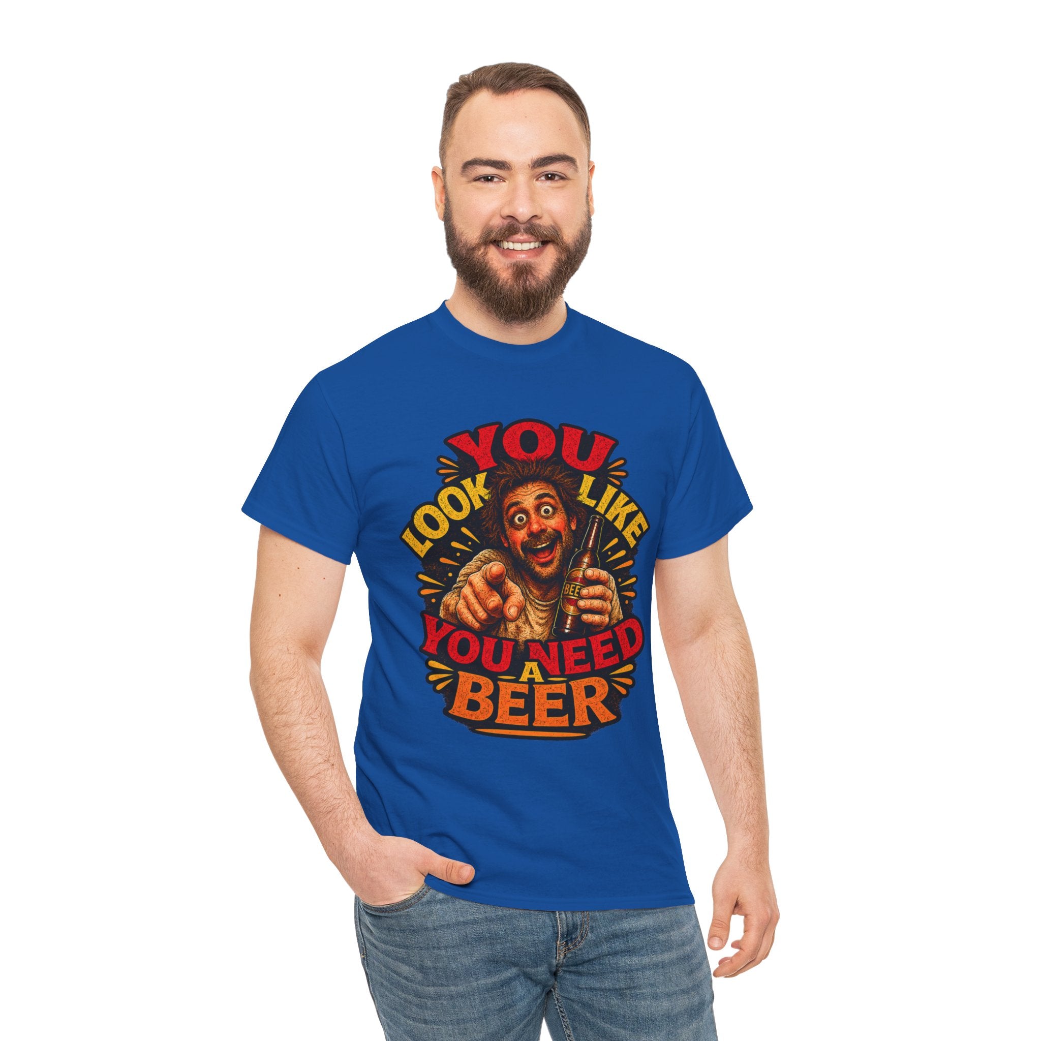 Beer Graphic Tee – “You Look Like You Need Beer” Vintage Party T-Shirt