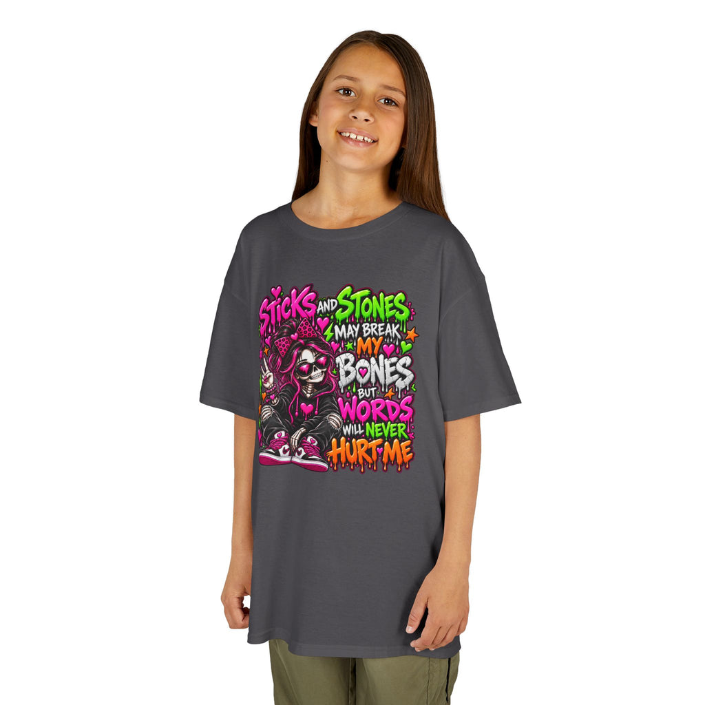 Kids Tee — "Sticks and Stones May Break My Bones"