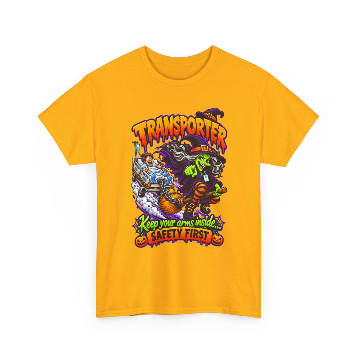 Transporter Halloween Tee — “Keep Your Arms Inside, Safety First” Graphic T‑Shirt