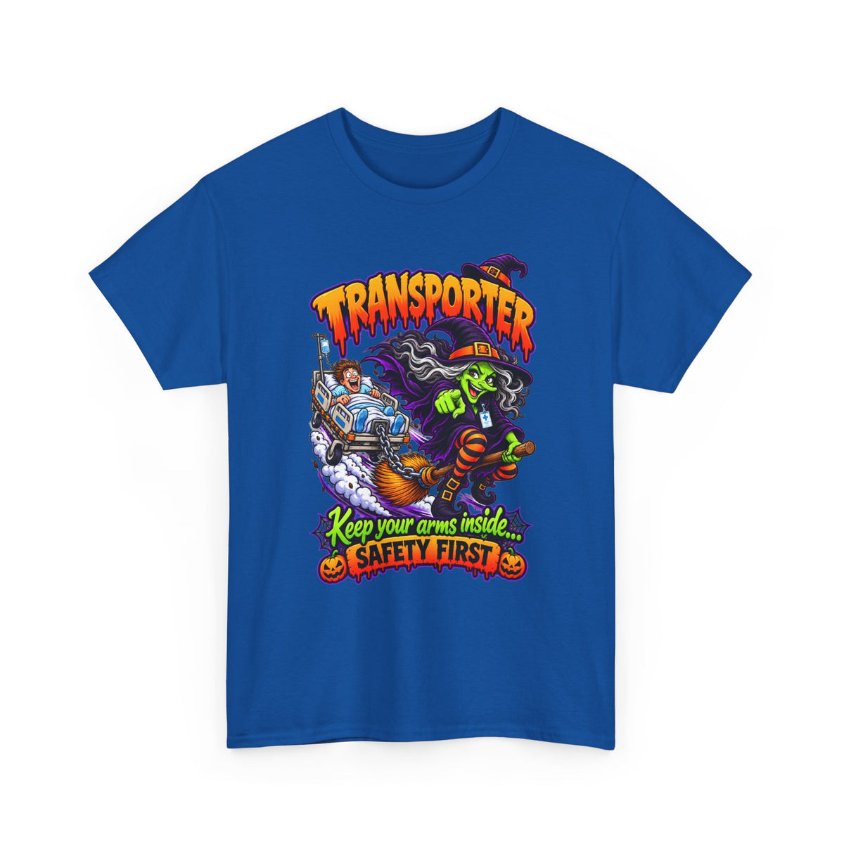 Transporter Halloween Tee — “Keep Your Arms Inside, Safety First” Graphic T‑Shirt