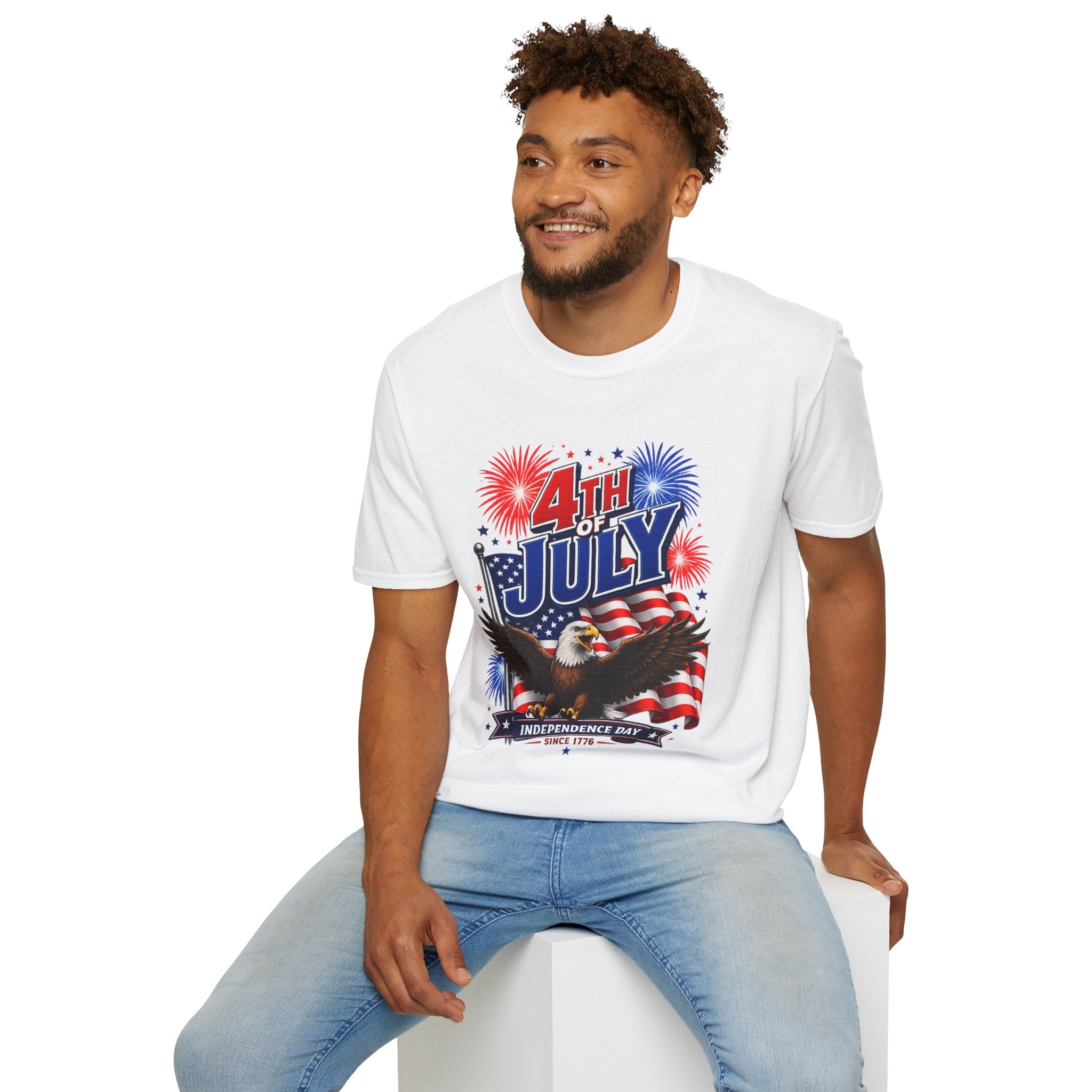 4th of July T-Shirt — Patriotic Fireworks & Eagle Independence Day Tee