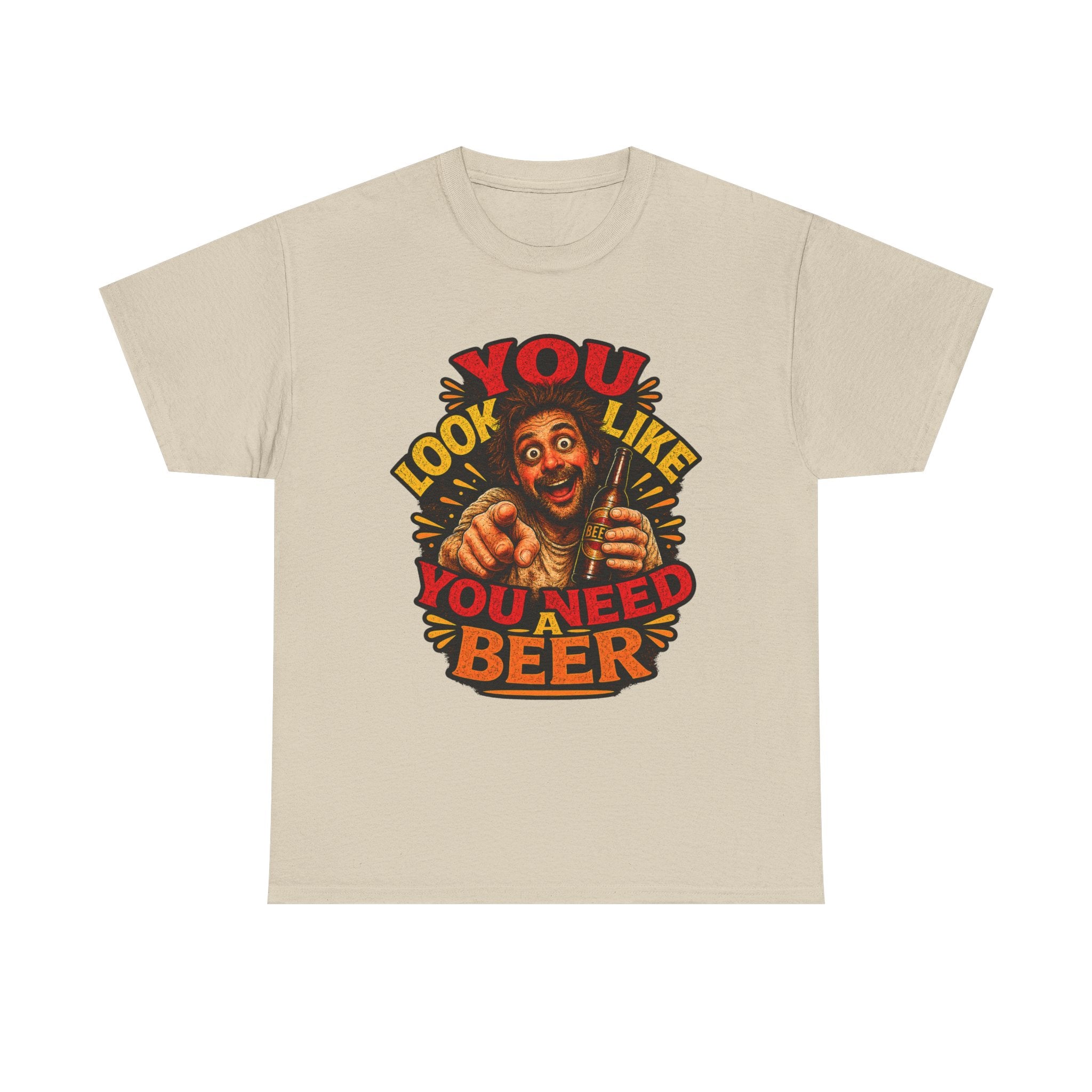 Beer Graphic Tee – “You Look Like You Need Beer” Vintage Party T-Shirt