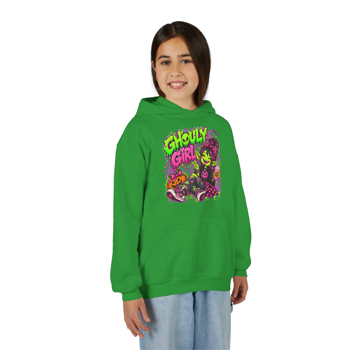 Ghoulie Girl Youth Hoodie — Cute Spooky Halloween Sweatshirt for Kids