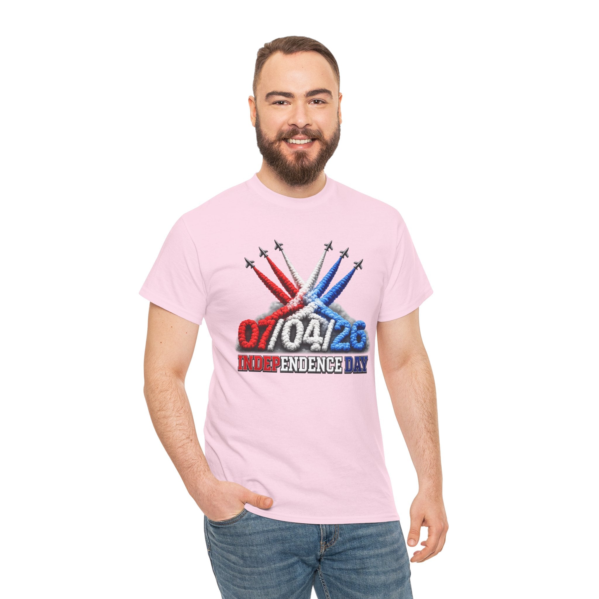 Independence Day Jet Flyover T-Shirt — 07/04/26 Patriotic Red White Blue Tee