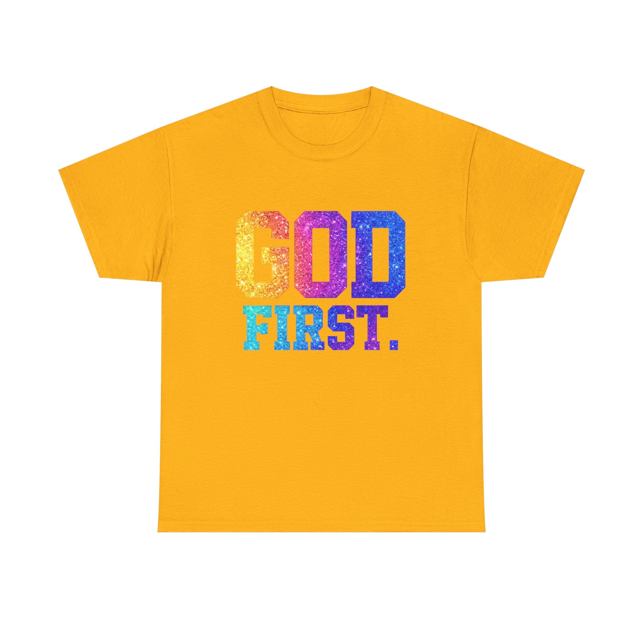 God First T-Shirt — Rainbow Glitter Faith Tee