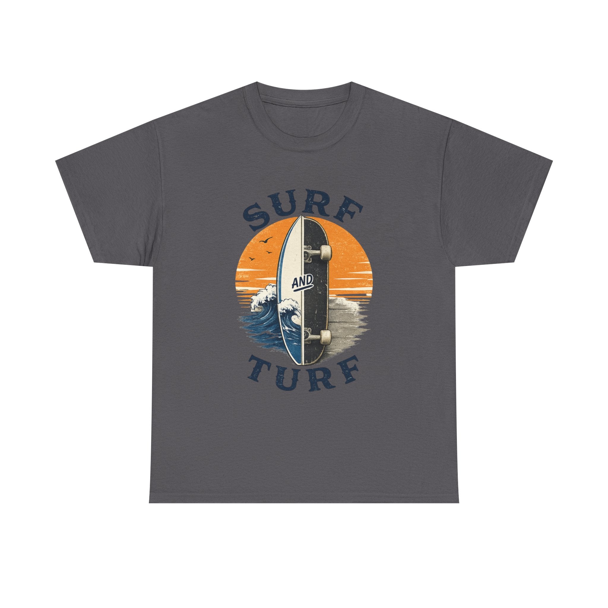 Surf and Turf Skateboard Tee — Vintage Coastal Surfing Skate Shirt