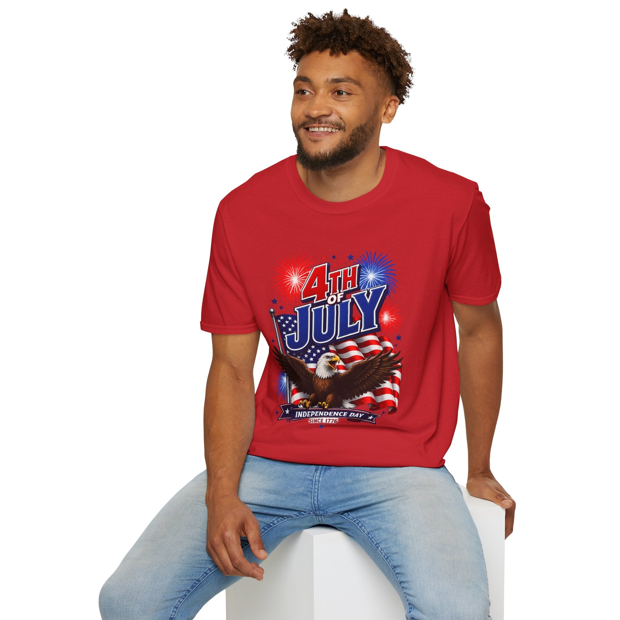 4th of July T-Shirt — Patriotic Fireworks & Eagle Independence Day Tee