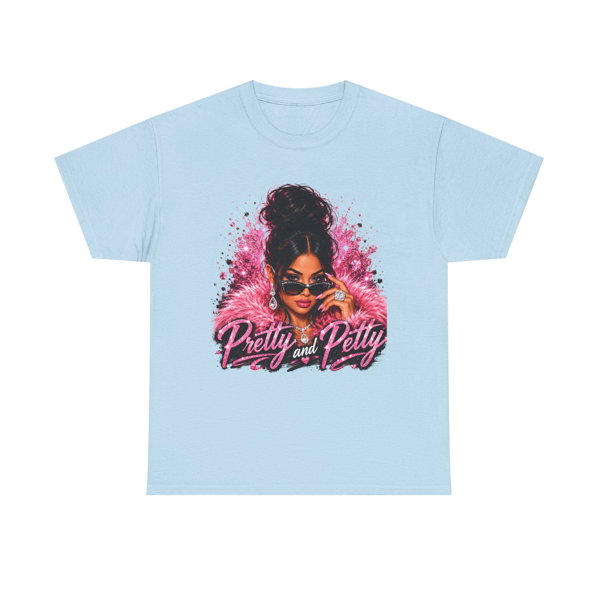 Pretty and Petty Graphic Tee — Bold Pink Afro Chic Women's Shirt