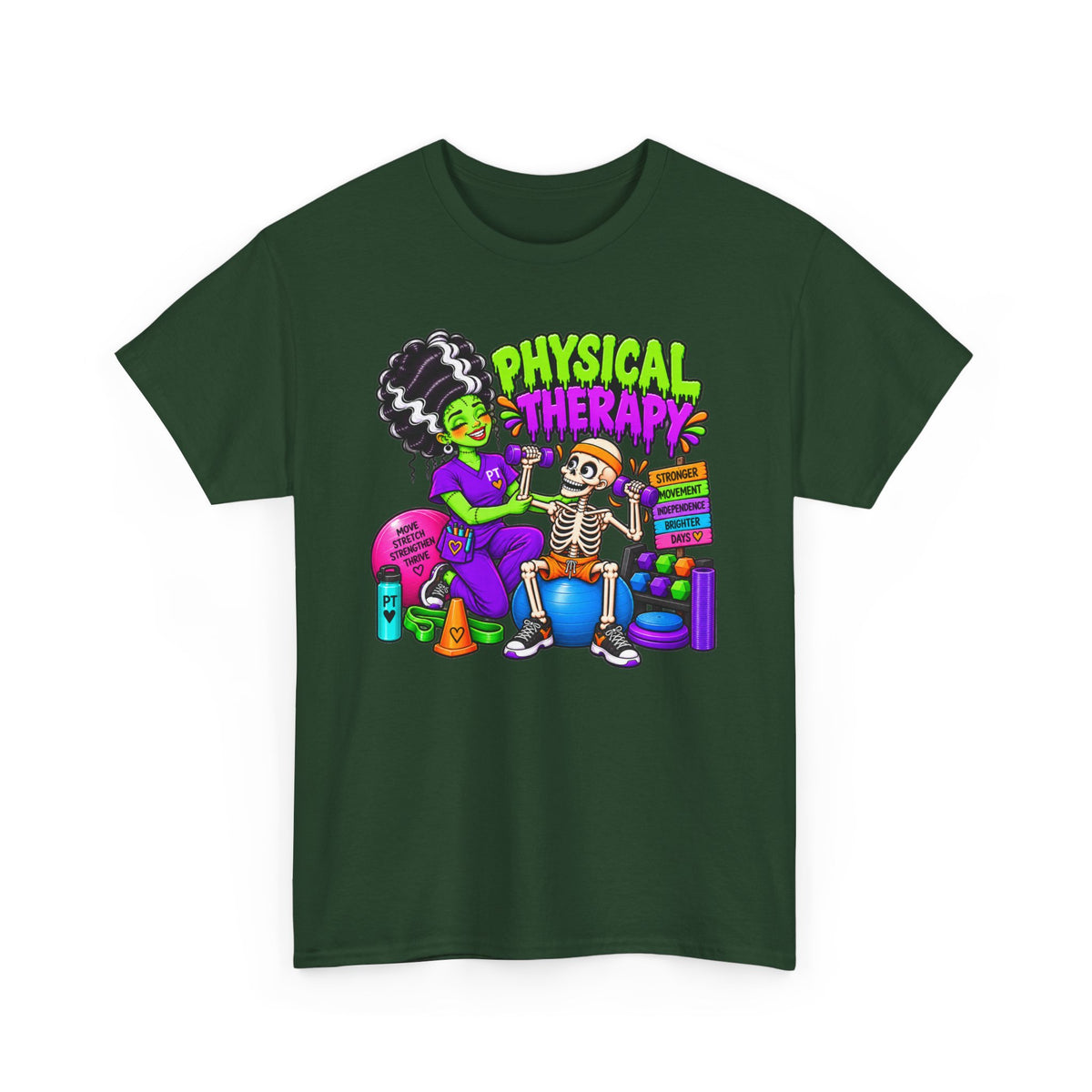 Physical Therapy T-Shirt — Fun Skeleton PT Design for Therapists & Rehab Fans
