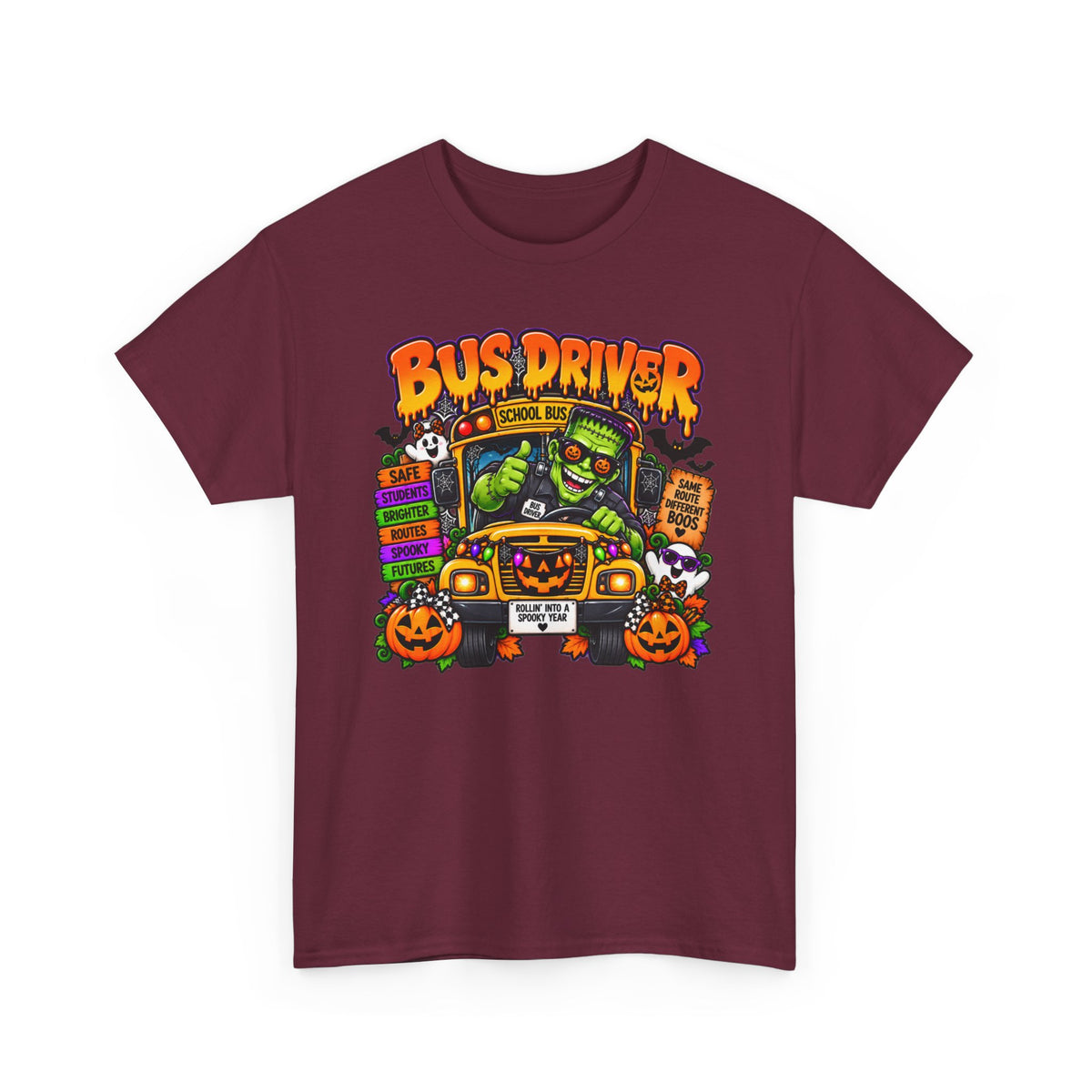 Halloween Bus Driver Tee — Funny School Bus Driver Pumpkin Design