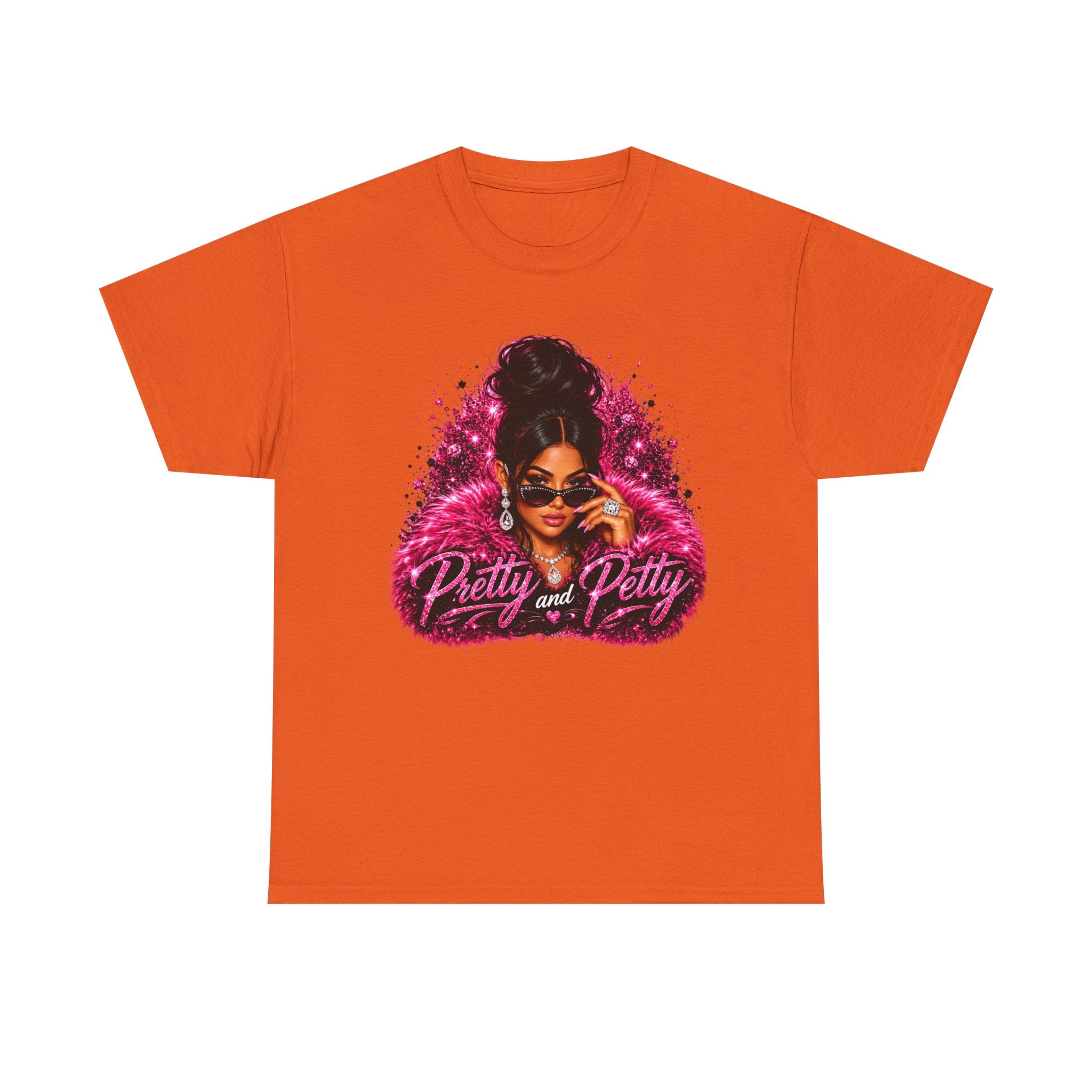 Pretty and Petty Graphic Tee — Bold Pink Afro Chic Women's Shirt
