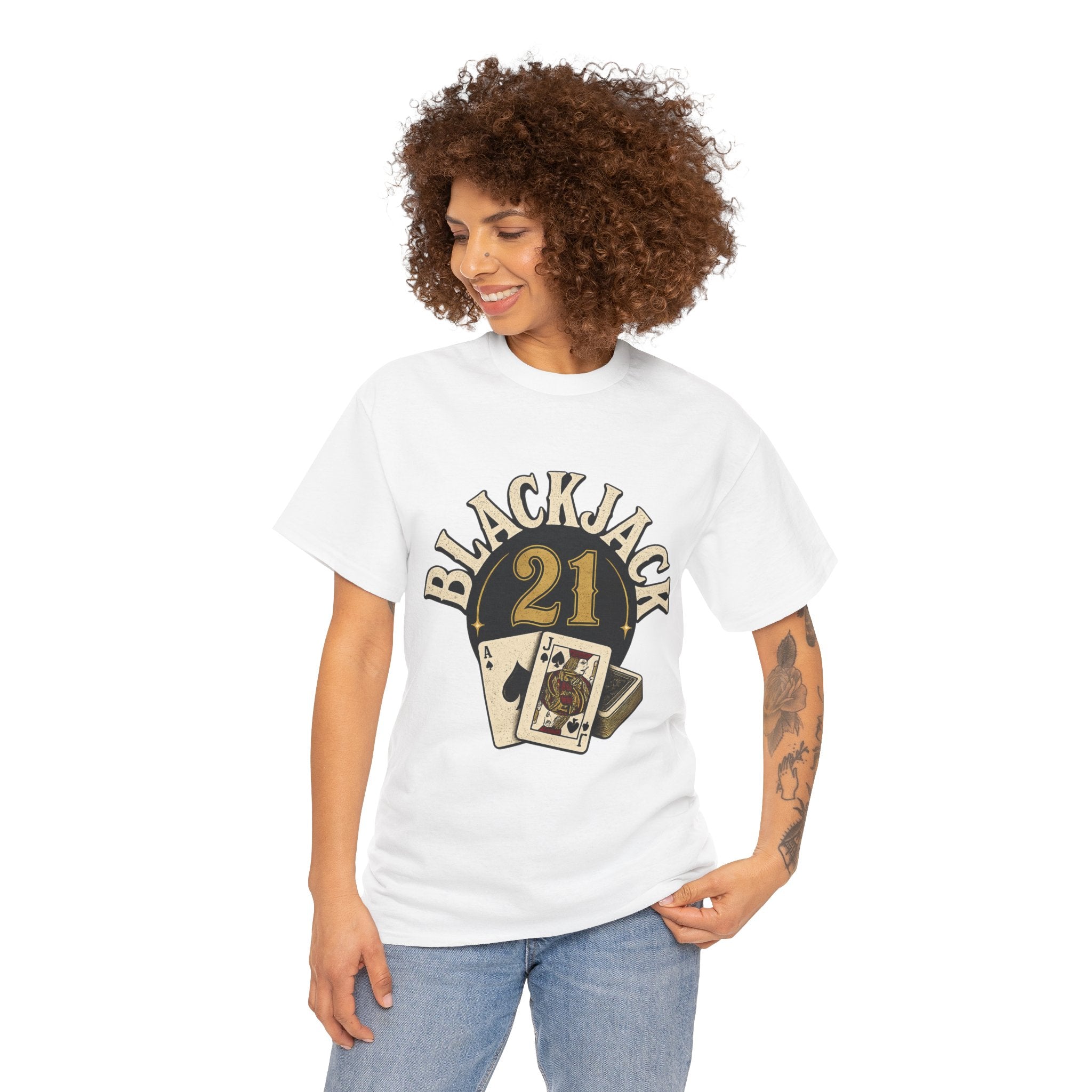 Blackjack 21 Graphic Tee — Casino Playing Cards Shirt