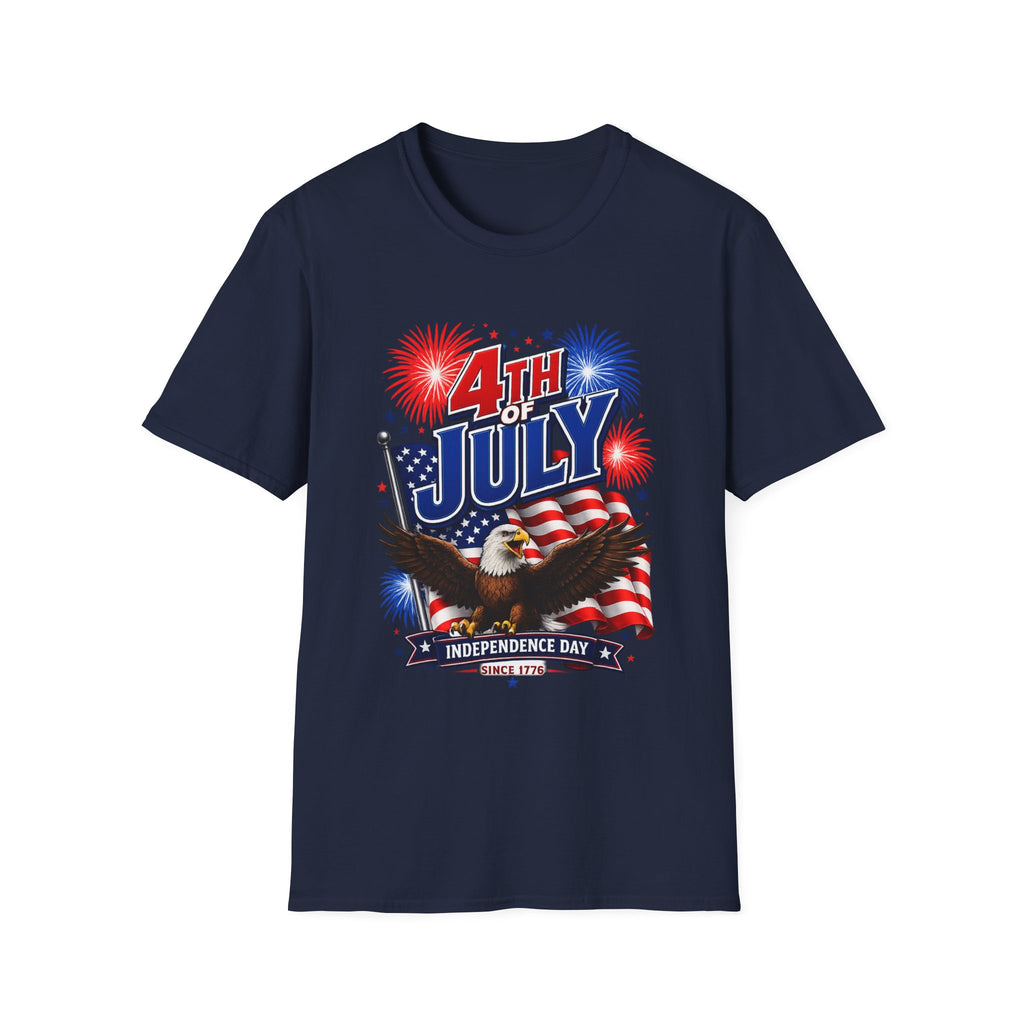 4th of July T-Shirt — Patriotic Fireworks & Eagle Independence Day Tee