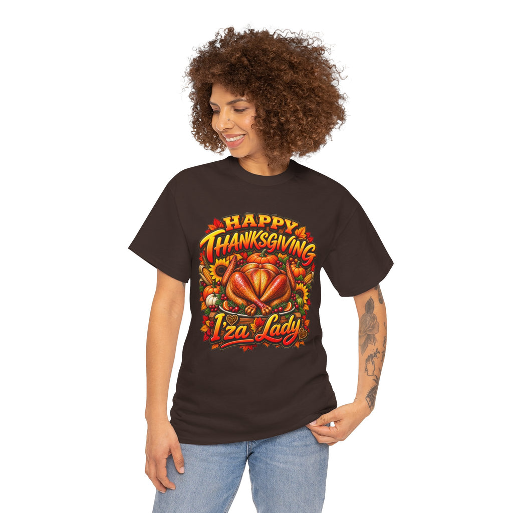 Thanksgiving Iza Lady T-Shirt – Festive Turkey Holiday Tee