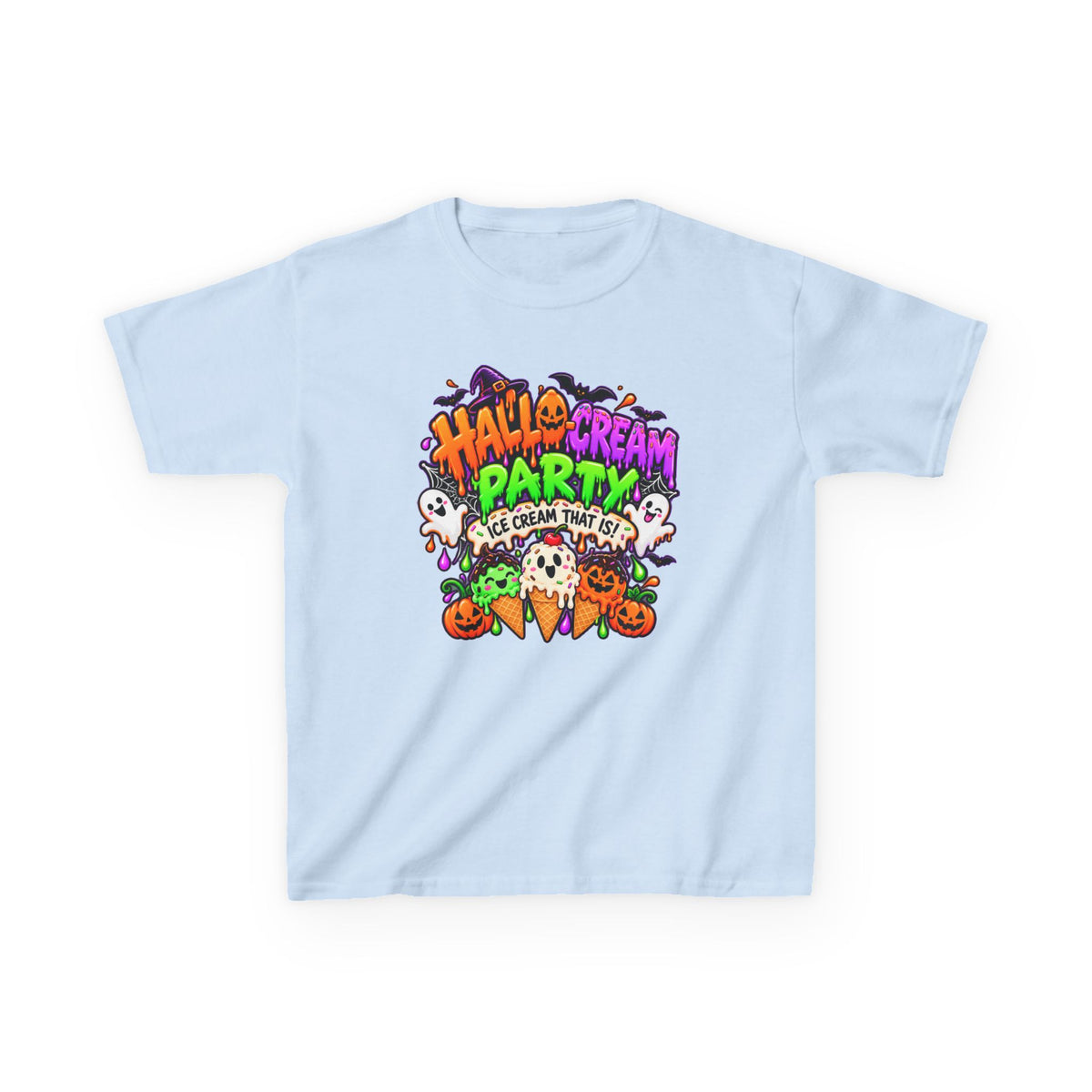 Kids Halloween Ice Cream Party T-Shirt — Cute Spooky Ghosts & Pumpkin Treats
