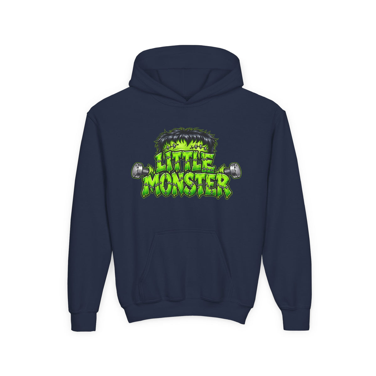 Youth Hoodie "Little Monster" Green Cartoon Kids Sweatshirt