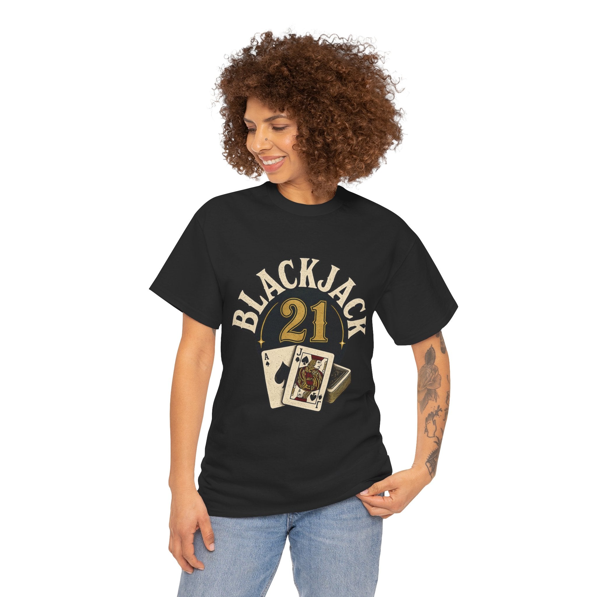 Blackjack 21 Graphic Tee — Casino Playing Cards Shirt