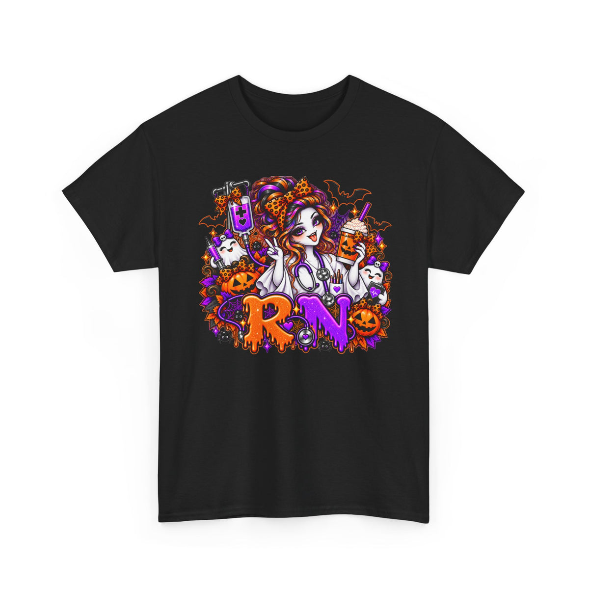 Halloween Nurse RN T‑Shirt — Spooky Pumpkin Skull Medical Halloween Tee