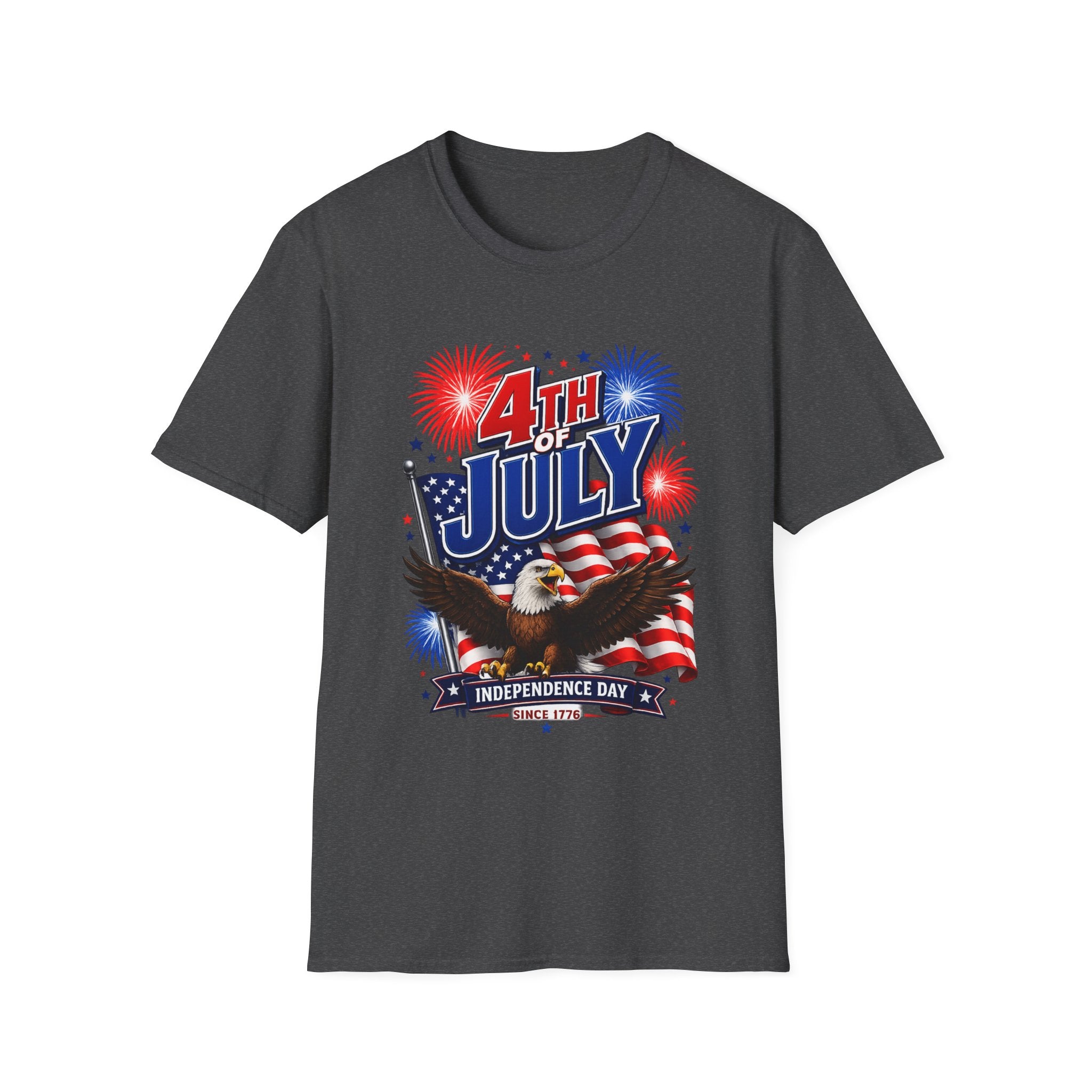 4th of July T-Shirt — Patriotic Fireworks & Eagle Independence Day Tee