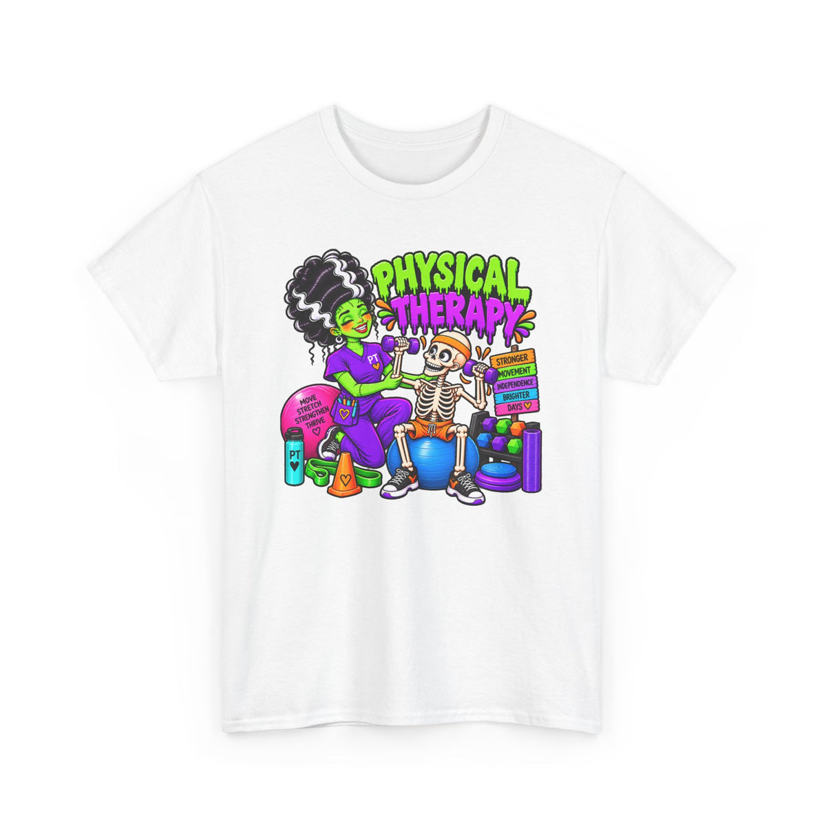 Physical Therapy T-Shirt — Fun Skeleton PT Design for Therapists & Rehab Fans