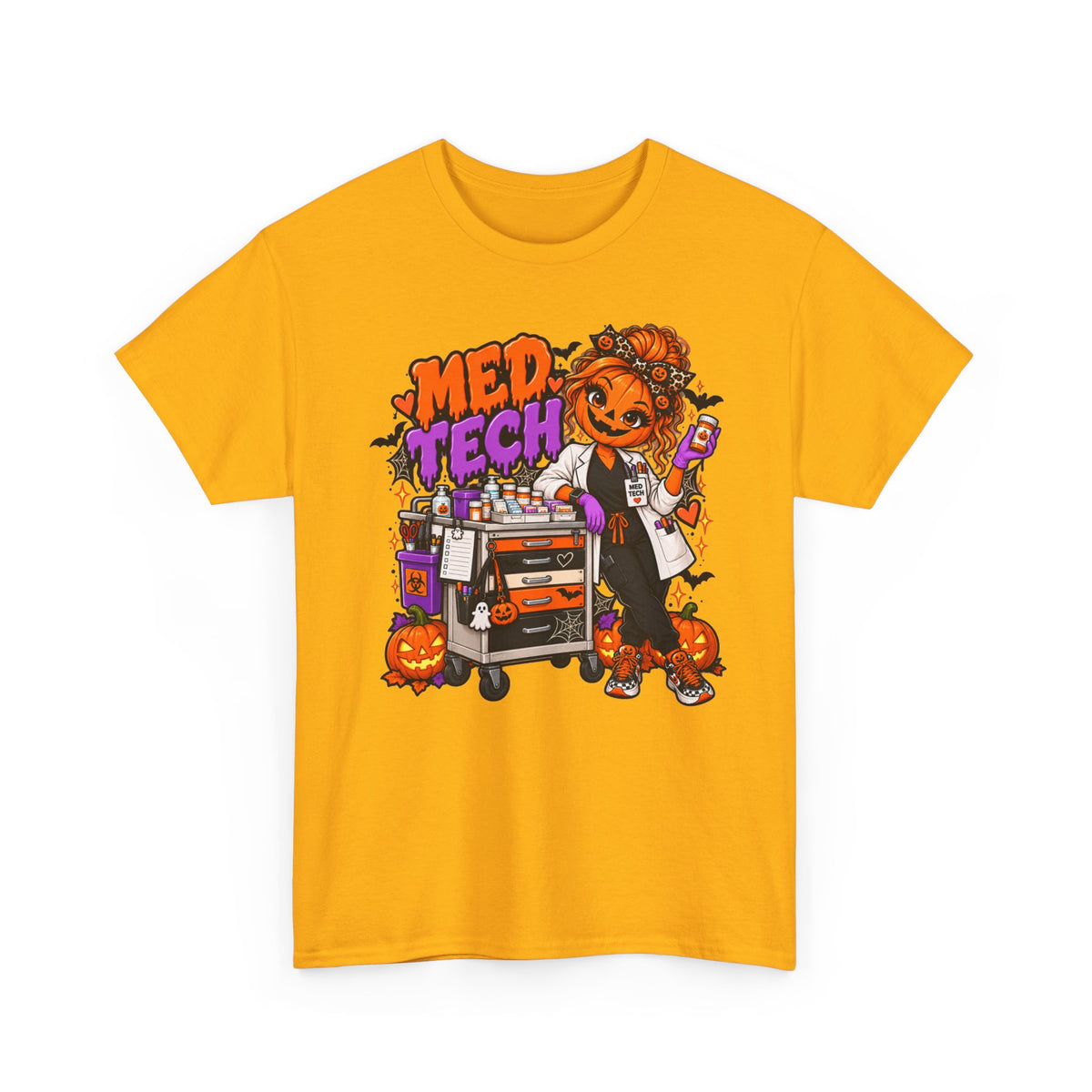 Med Tech Halloween T-Shirt — Cute Medical Technician Pumpkin Nurse Tee