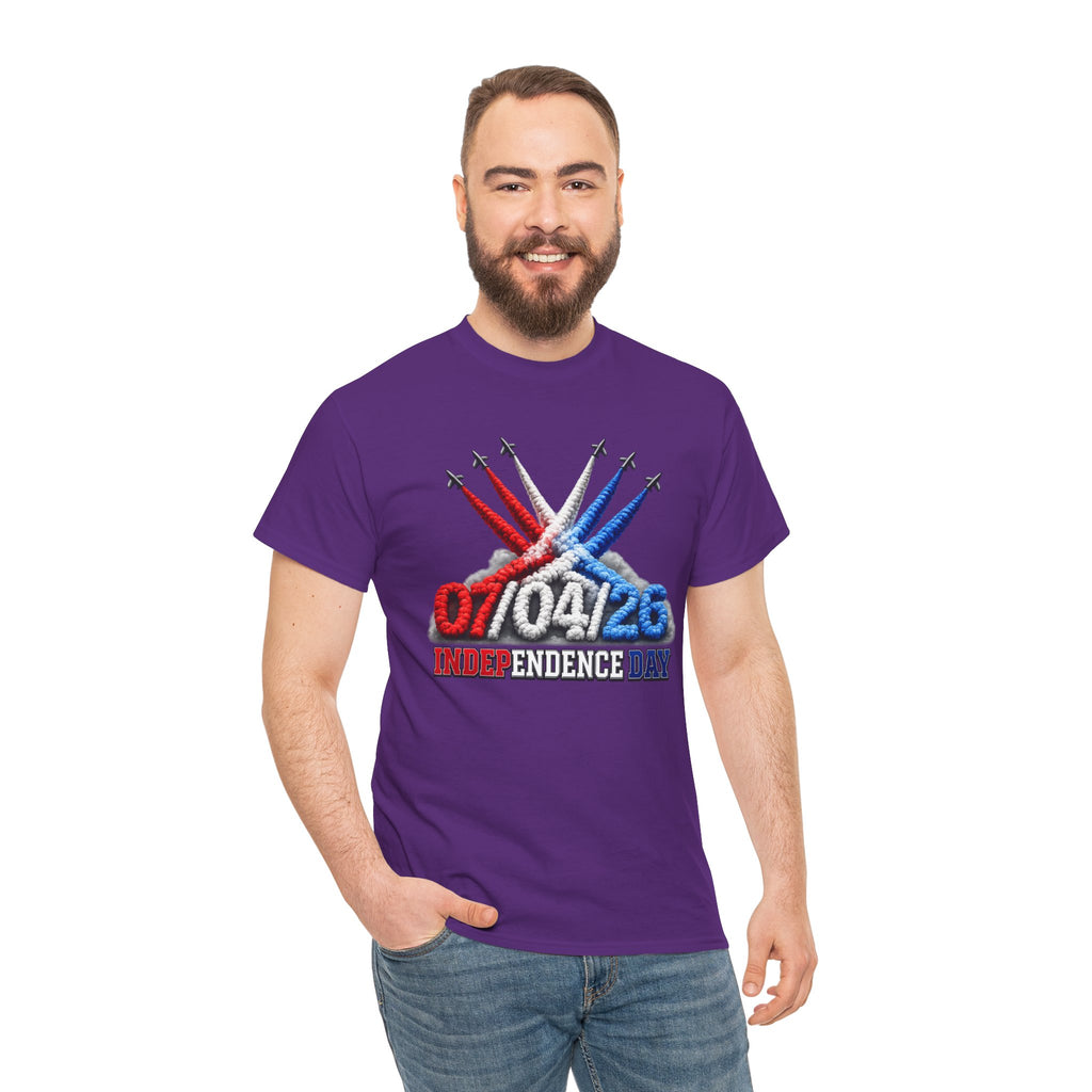 Independence Day Jet Flyover T-Shirt — 07/04/26 Patriotic Red White Blue Tee