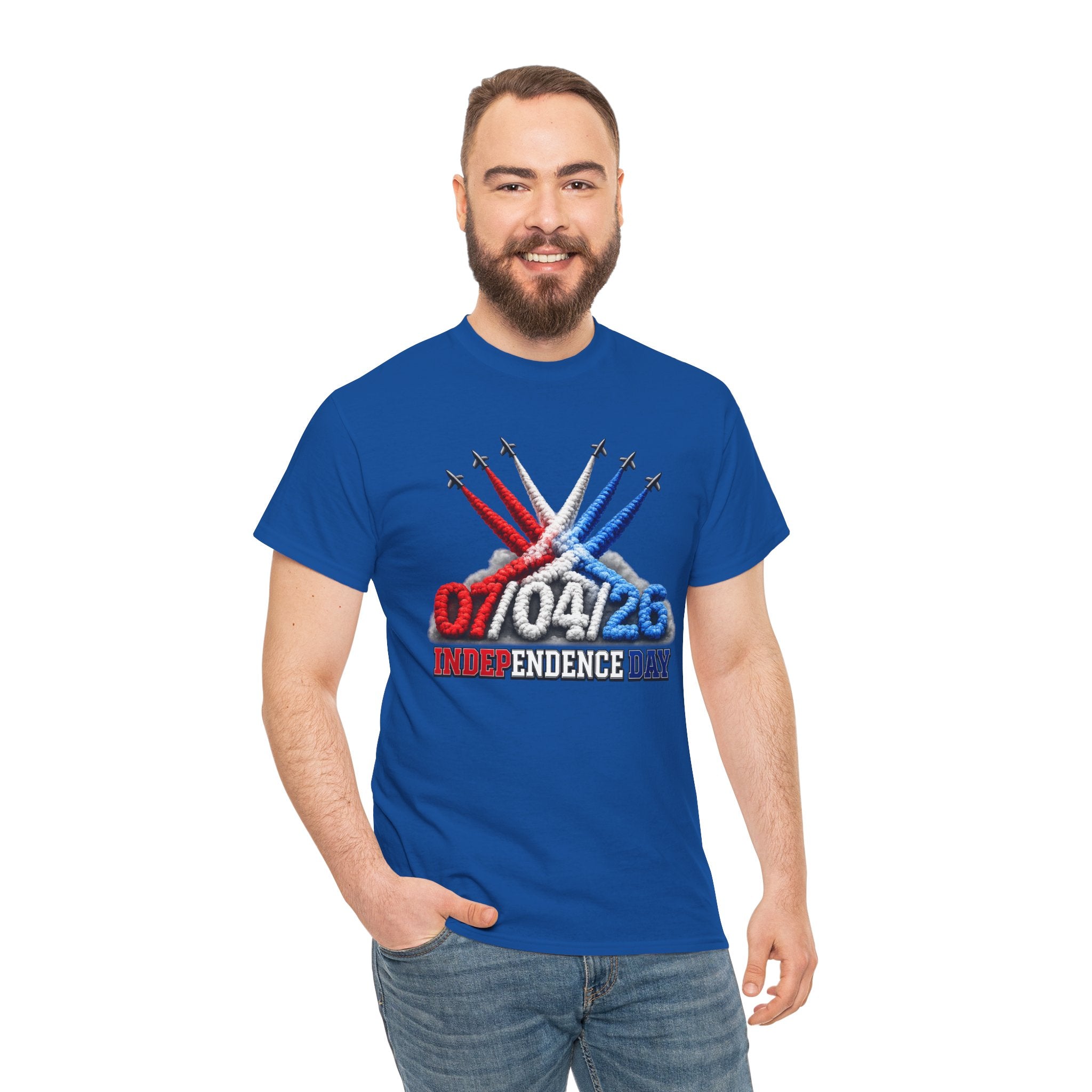 Independence Day Jet Flyover T-Shirt — 07/04/26 Patriotic Red White Blue Tee