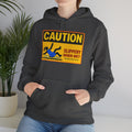 Caution Slippery When Wet Hoodie — Funny Safety Sign Pullover