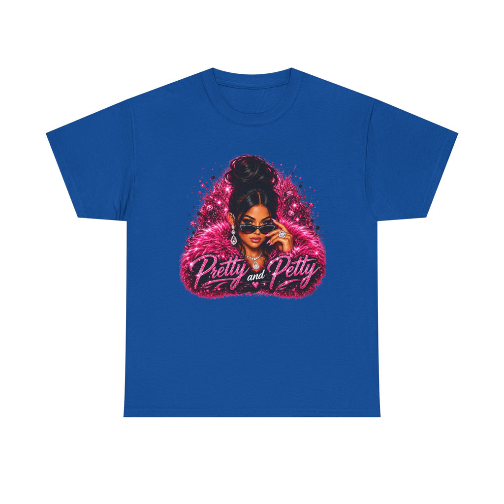 Pretty and Petty Graphic Tee — Bold Pink Afro Chic Women's Shirt