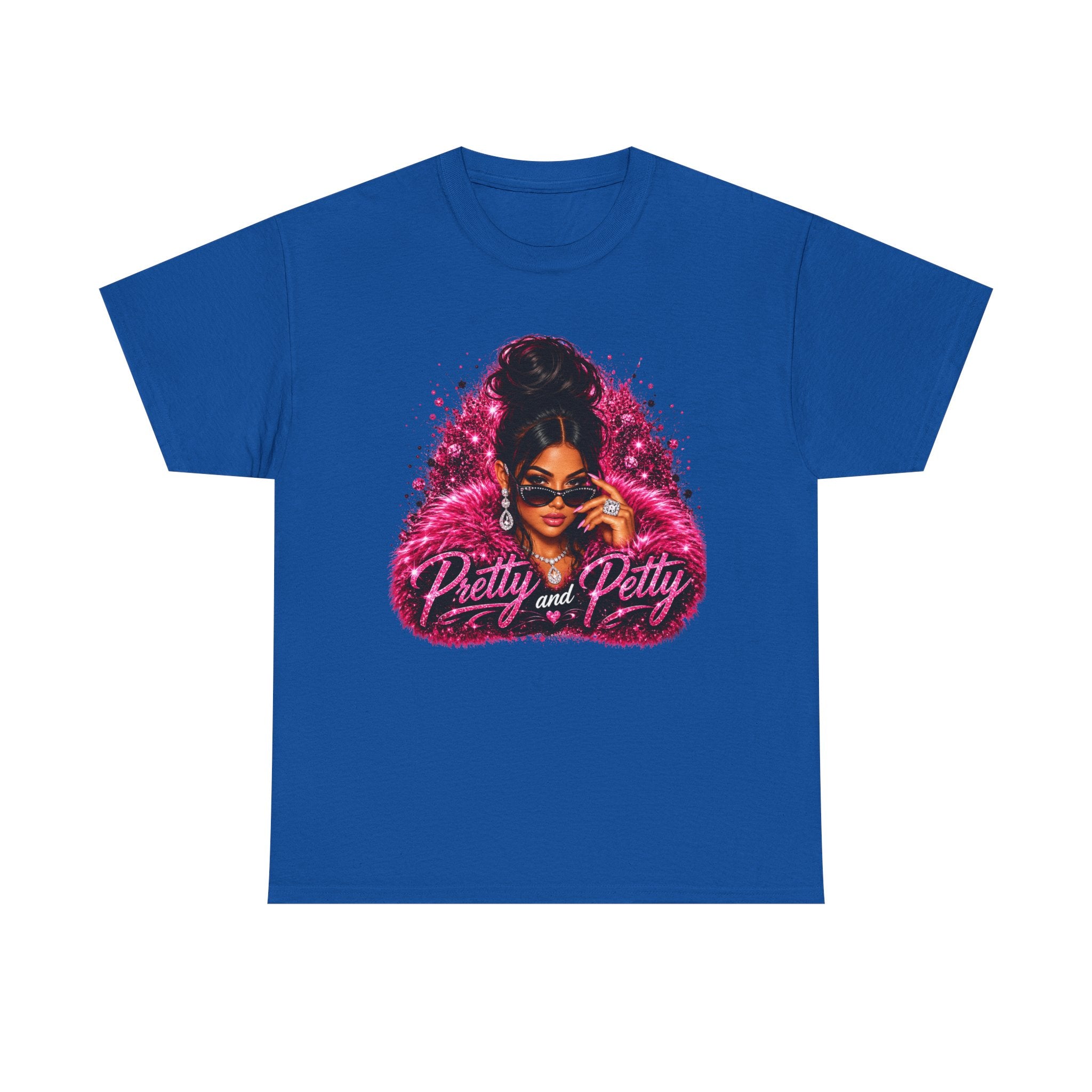 Pretty and Petty Graphic Tee — Bold Pink Afro Chic Women's Shirt
