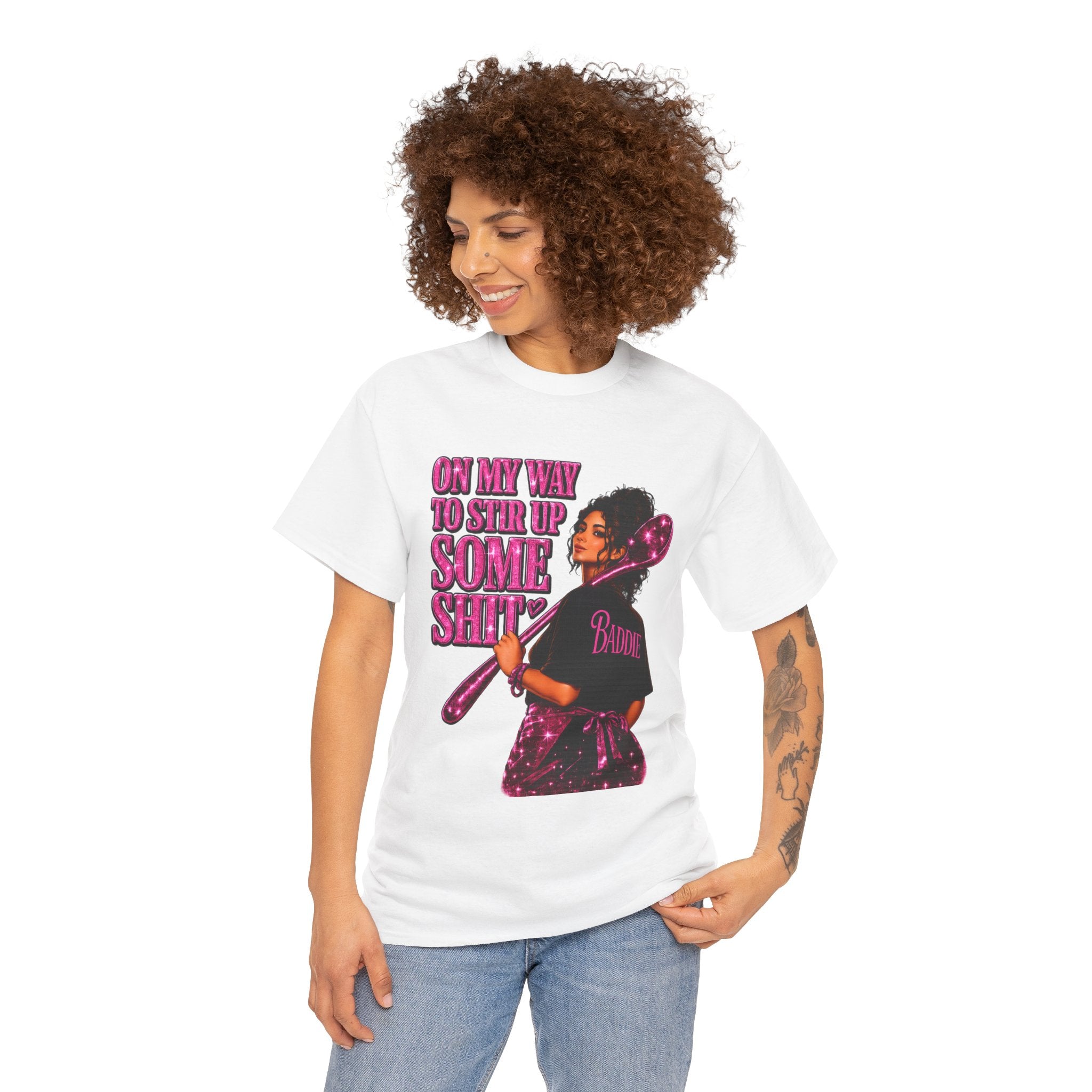 T-Shirt — 'On My Way to Stir Up Some Shit' Retro Baker Graphic Tee
