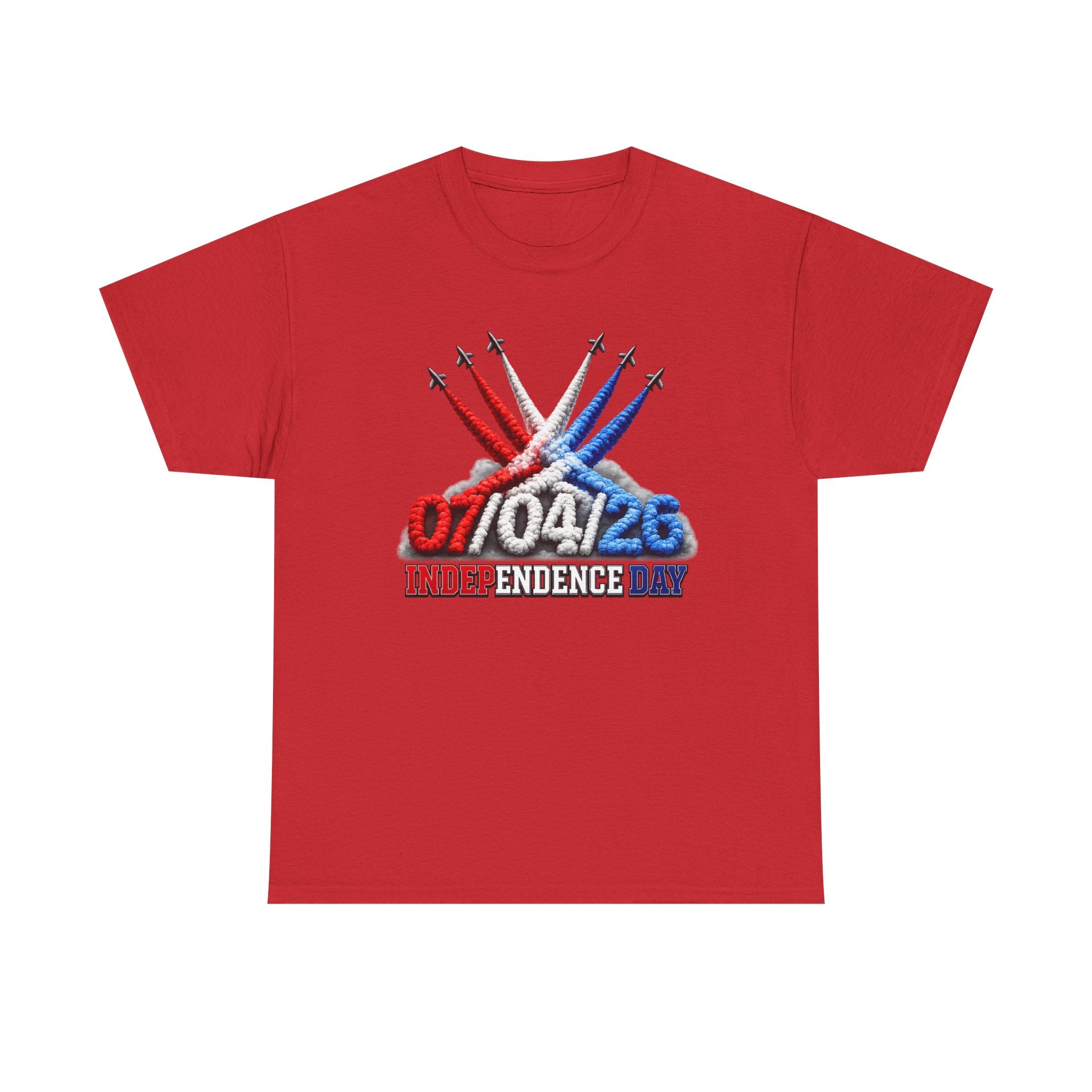 Independence Day Jet Flyover T-Shirt — 07/04/26 Patriotic Red White Blue Tee