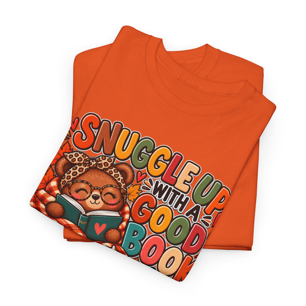 Cozy Fall Reading T‑Shirt - "Snuggle Up With A Good Book" Cute Autumn Booklover Tee