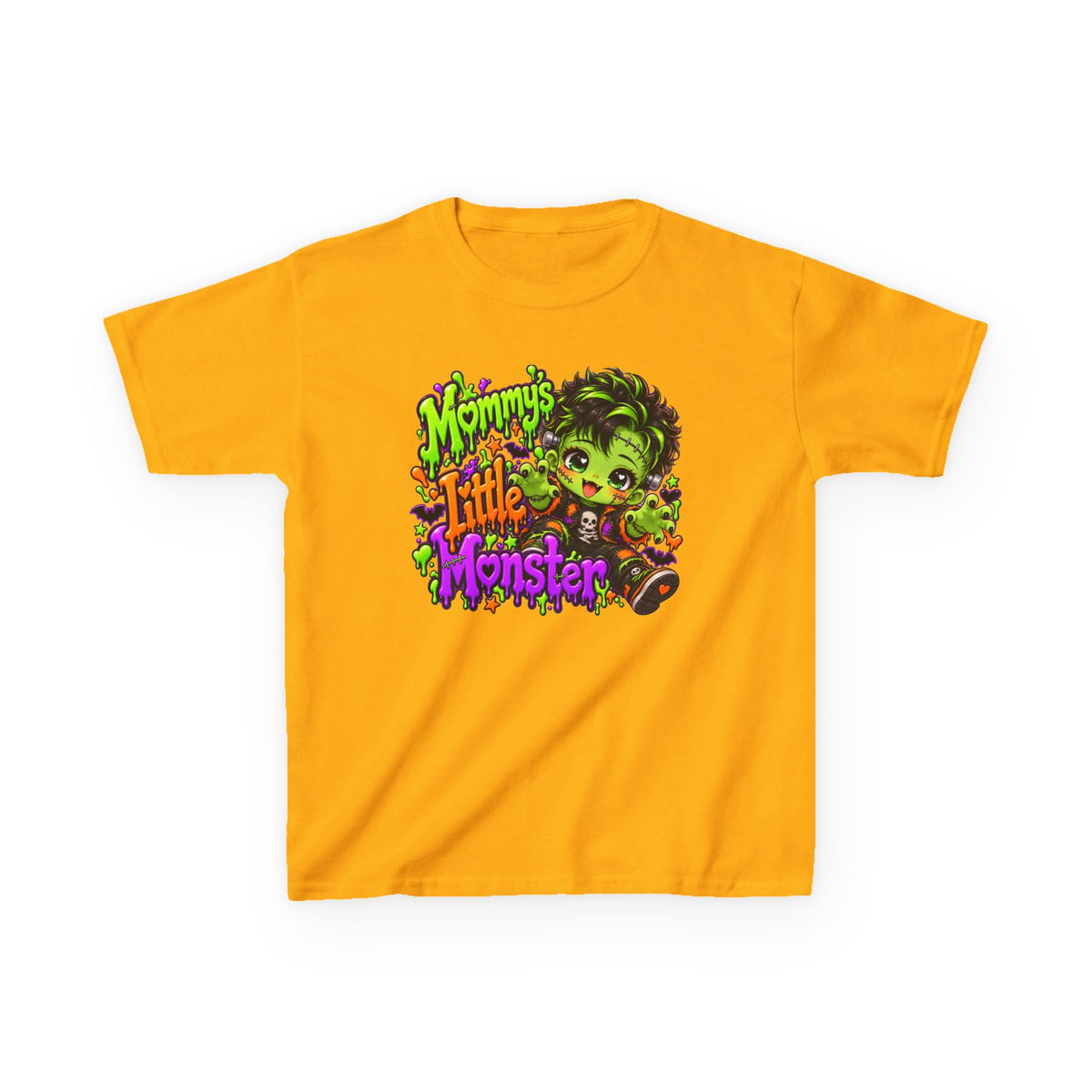 Kids T-Shirt — "Mommy's Little Monster" Cute Halloween Green Monster Tee