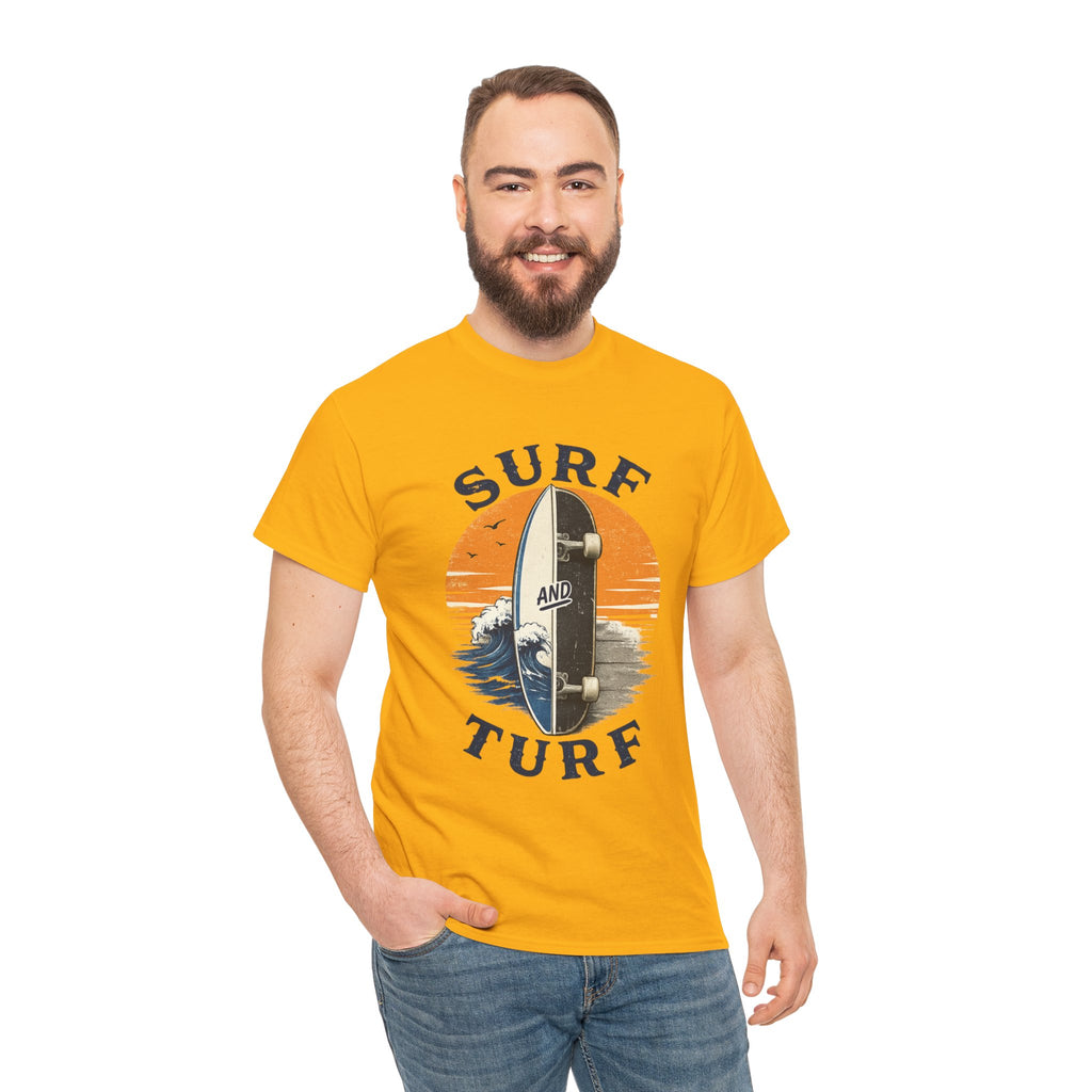 Surf and Turf Skateboard Tee — Vintage Coastal Surfing Skate Shirt