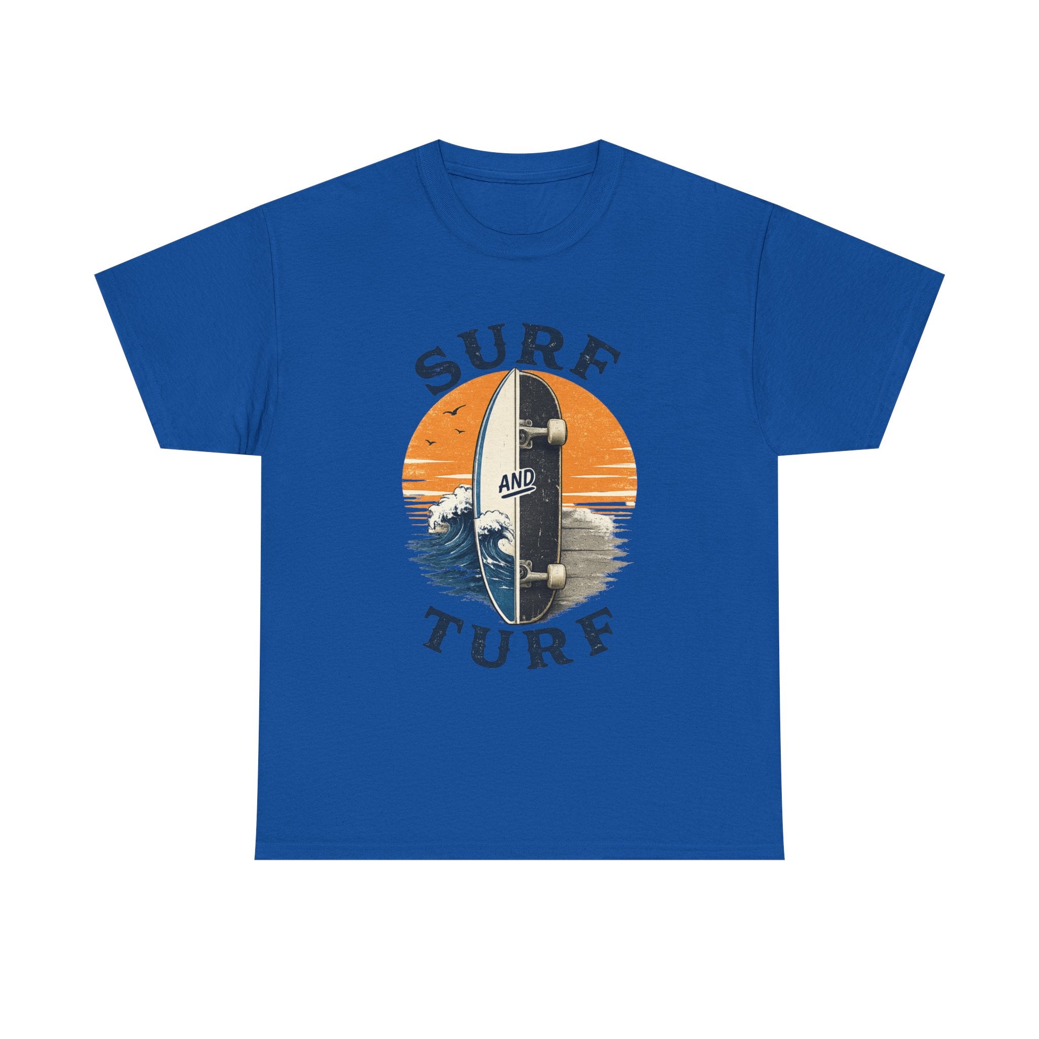 Surf and Turf Skateboard Tee — Vintage Coastal Surfing Skate Shirt
