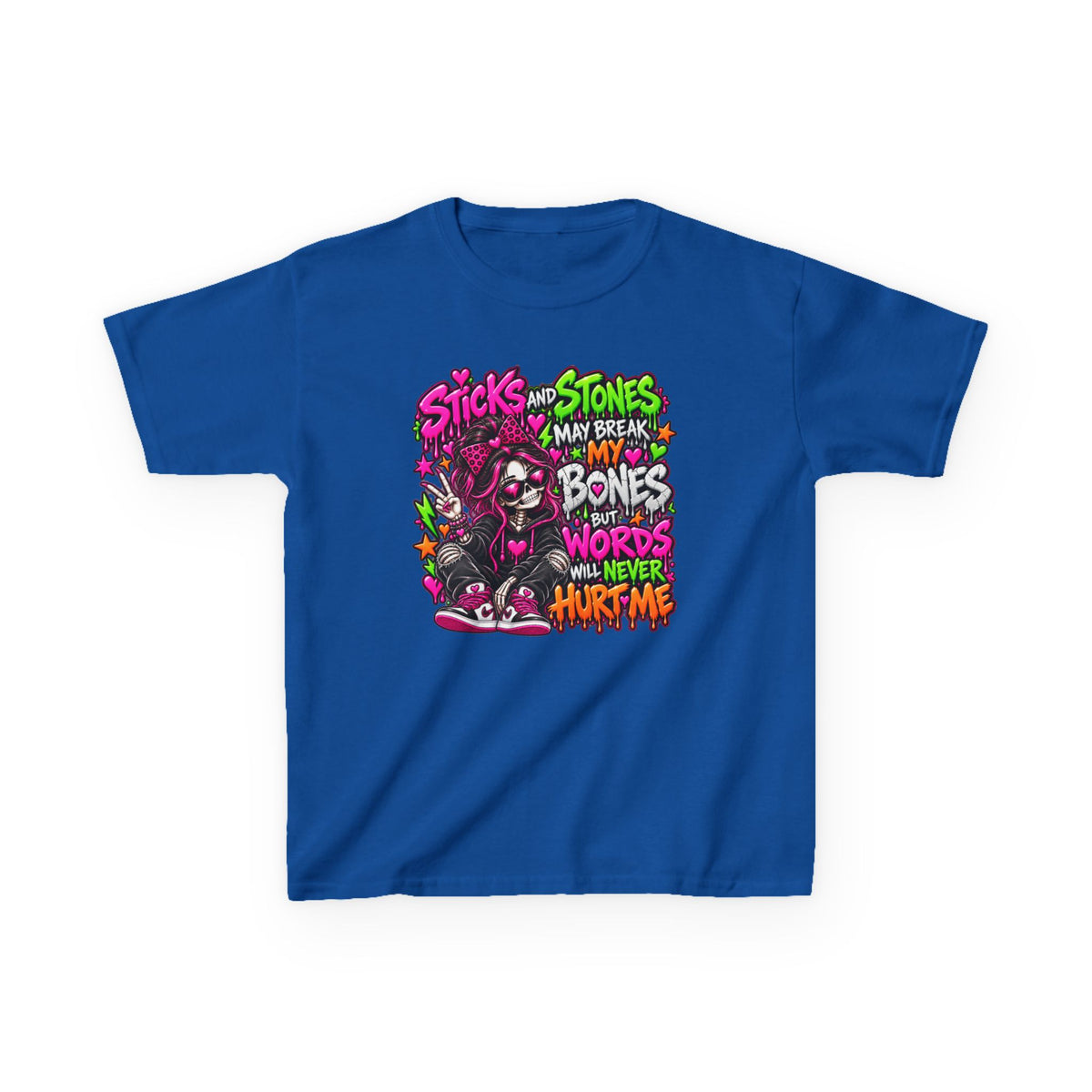 Kids Tee — "Sticks and Stones May Break My Bones"