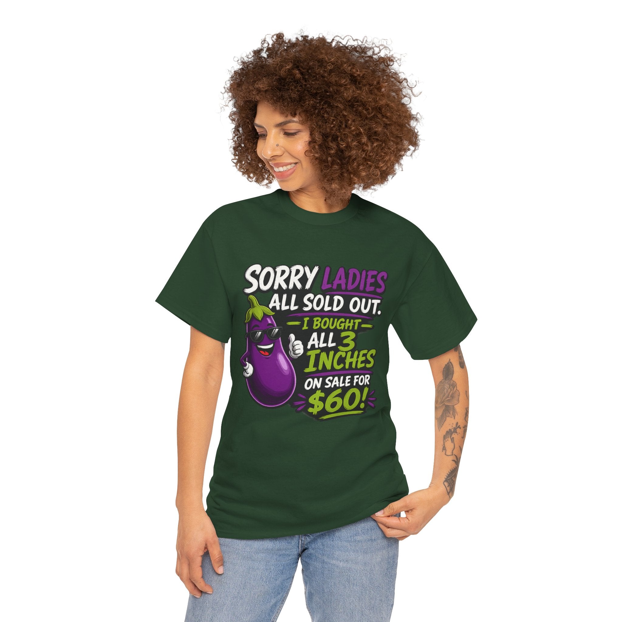 Sorry Ladies All Sold Out Eggplant Funny Graphic Tee — Funny Veggie Joke T-Shirt